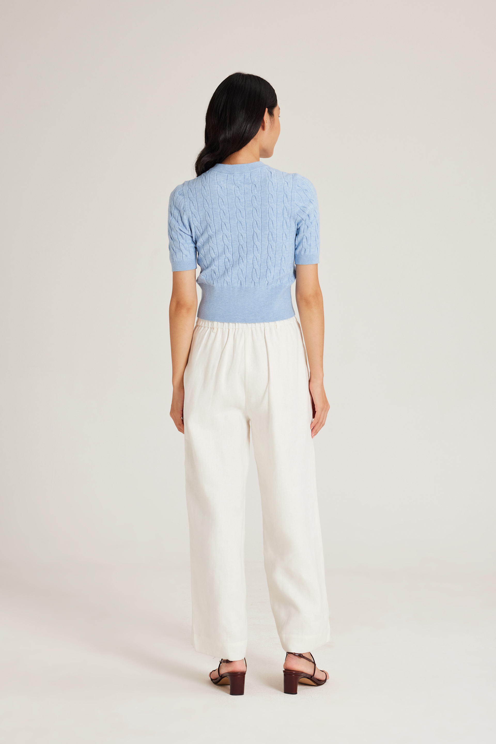 Cable Knit Button-Down Top