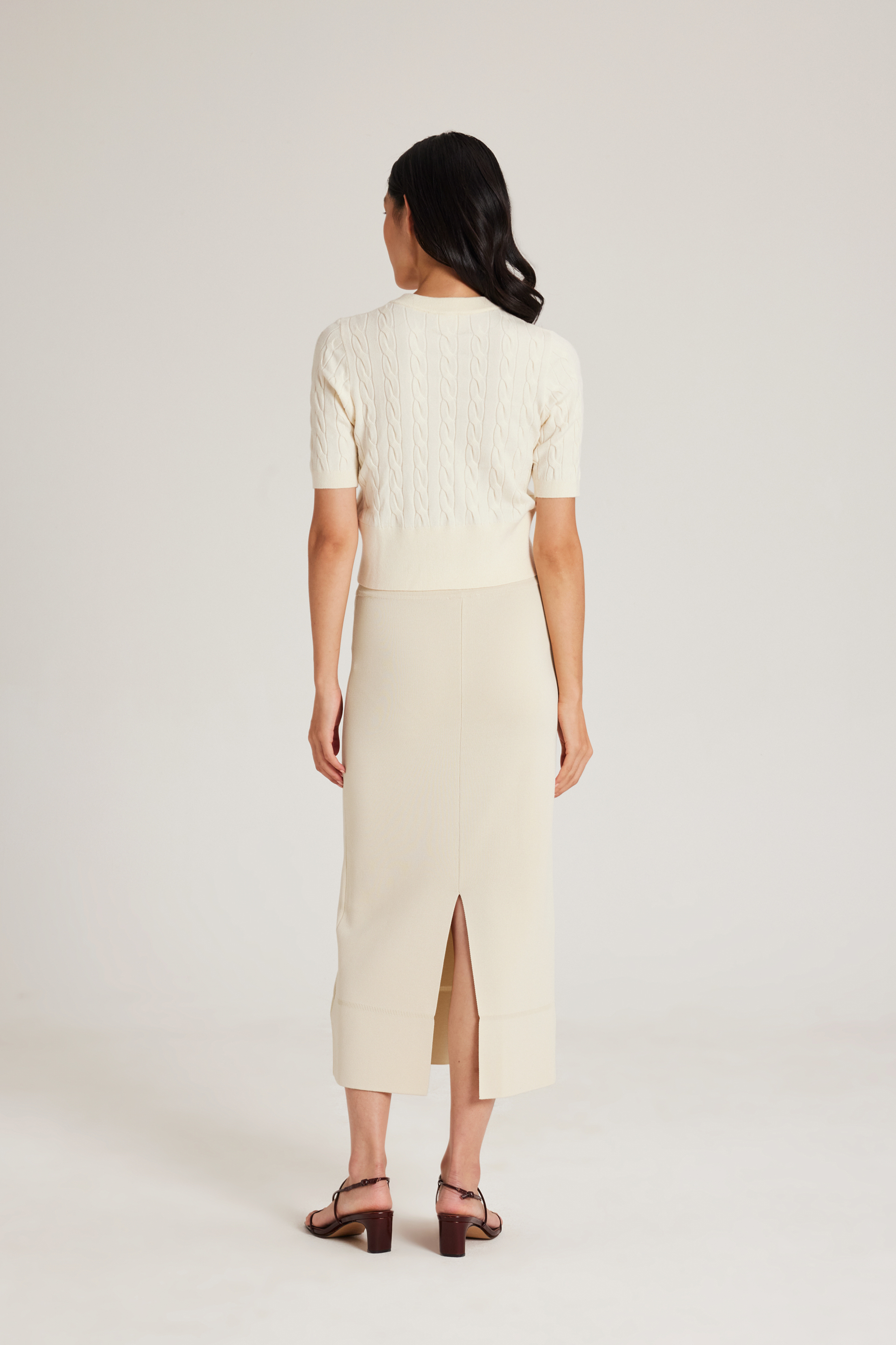 Cable Knit Button-Down Top