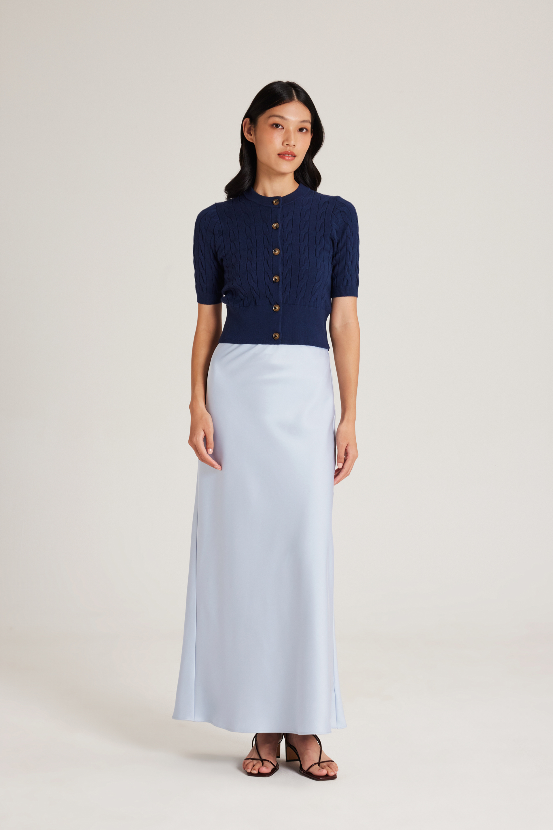 Cable Knit Button-Down Top