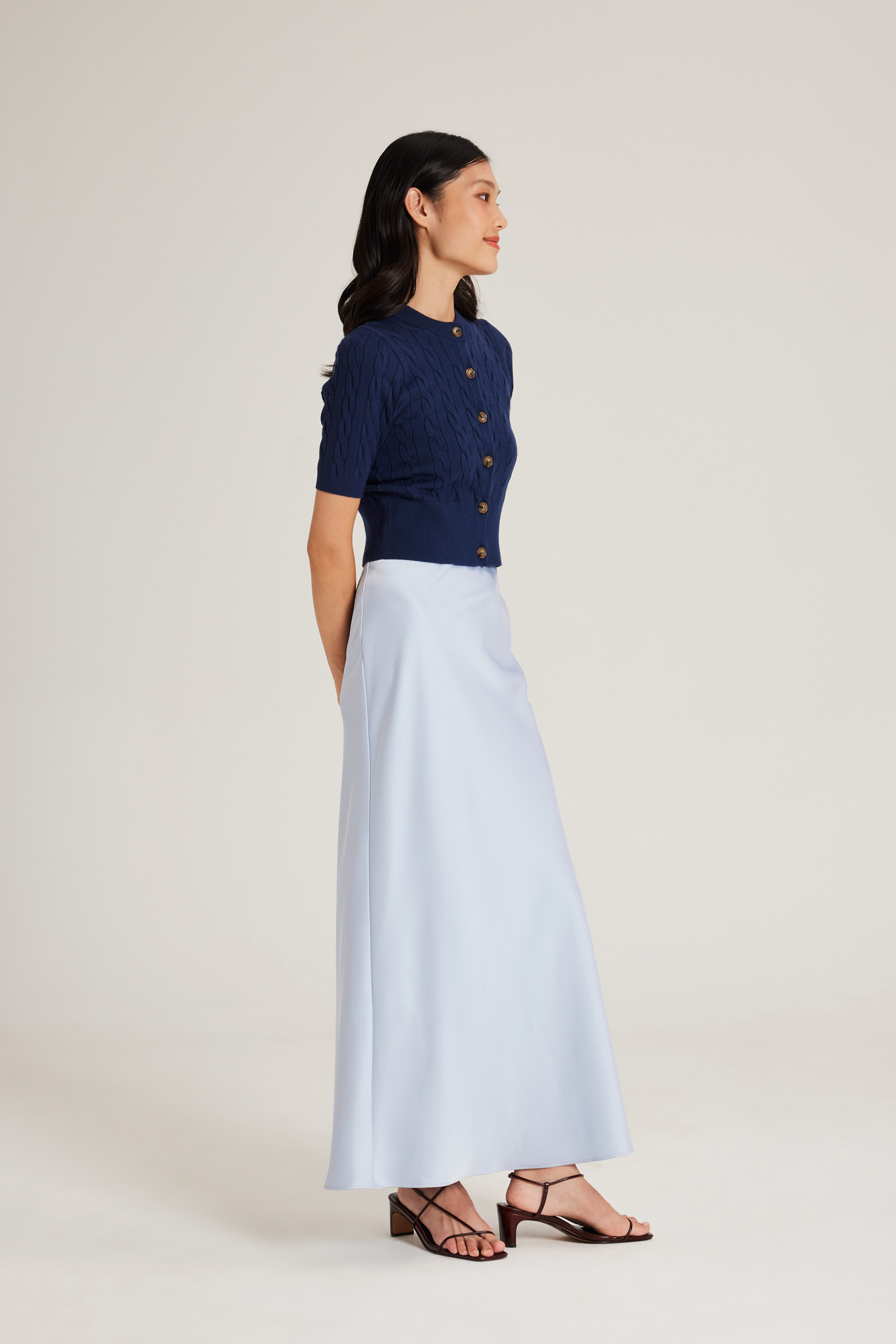 Cable Knit Button-Down Top