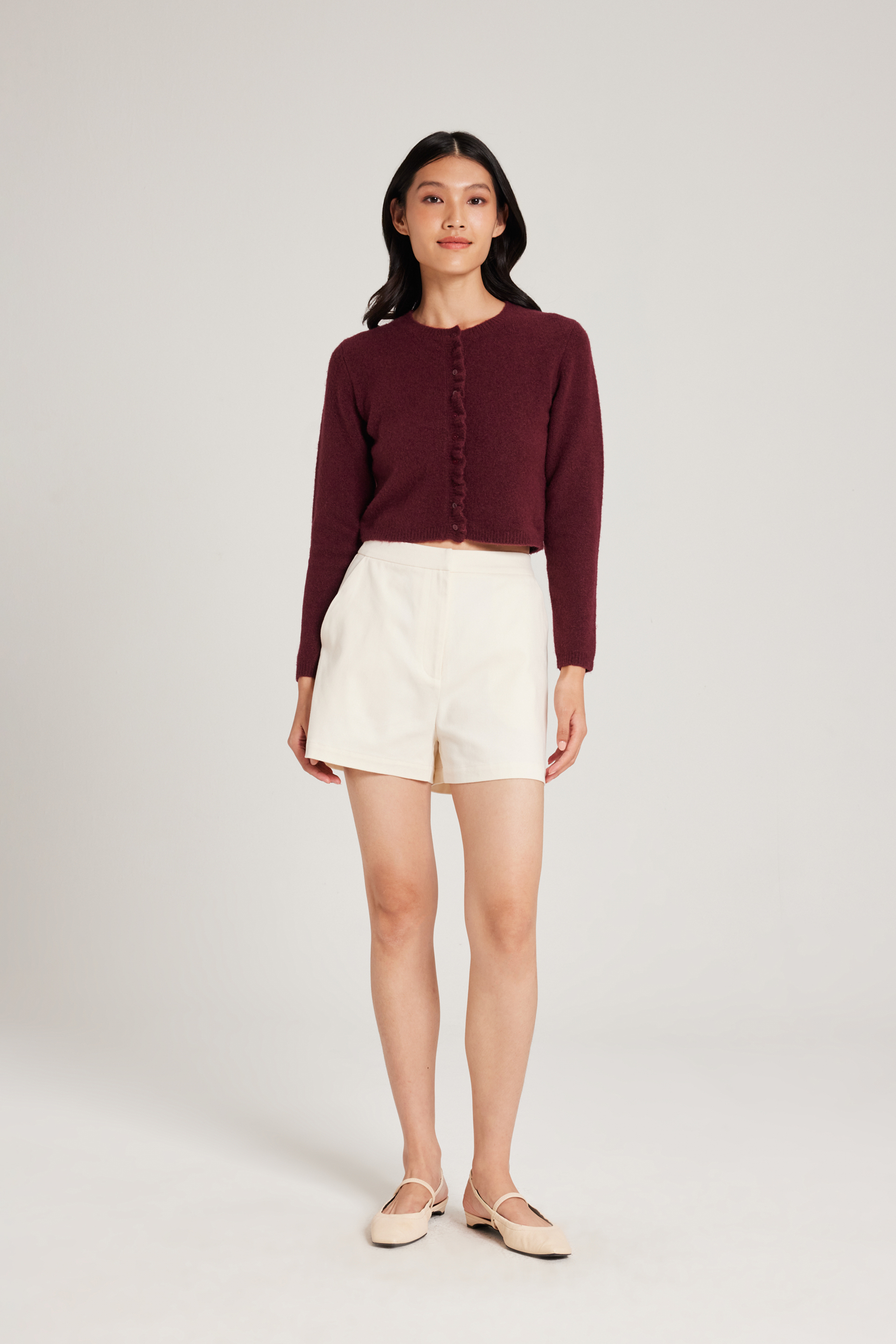 Ruffle Placket Cardigan