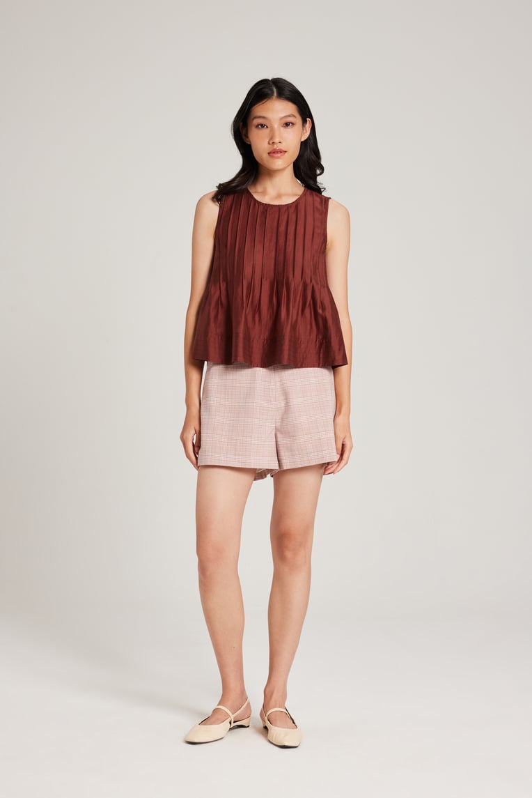 Round-Neck Pintuck Top