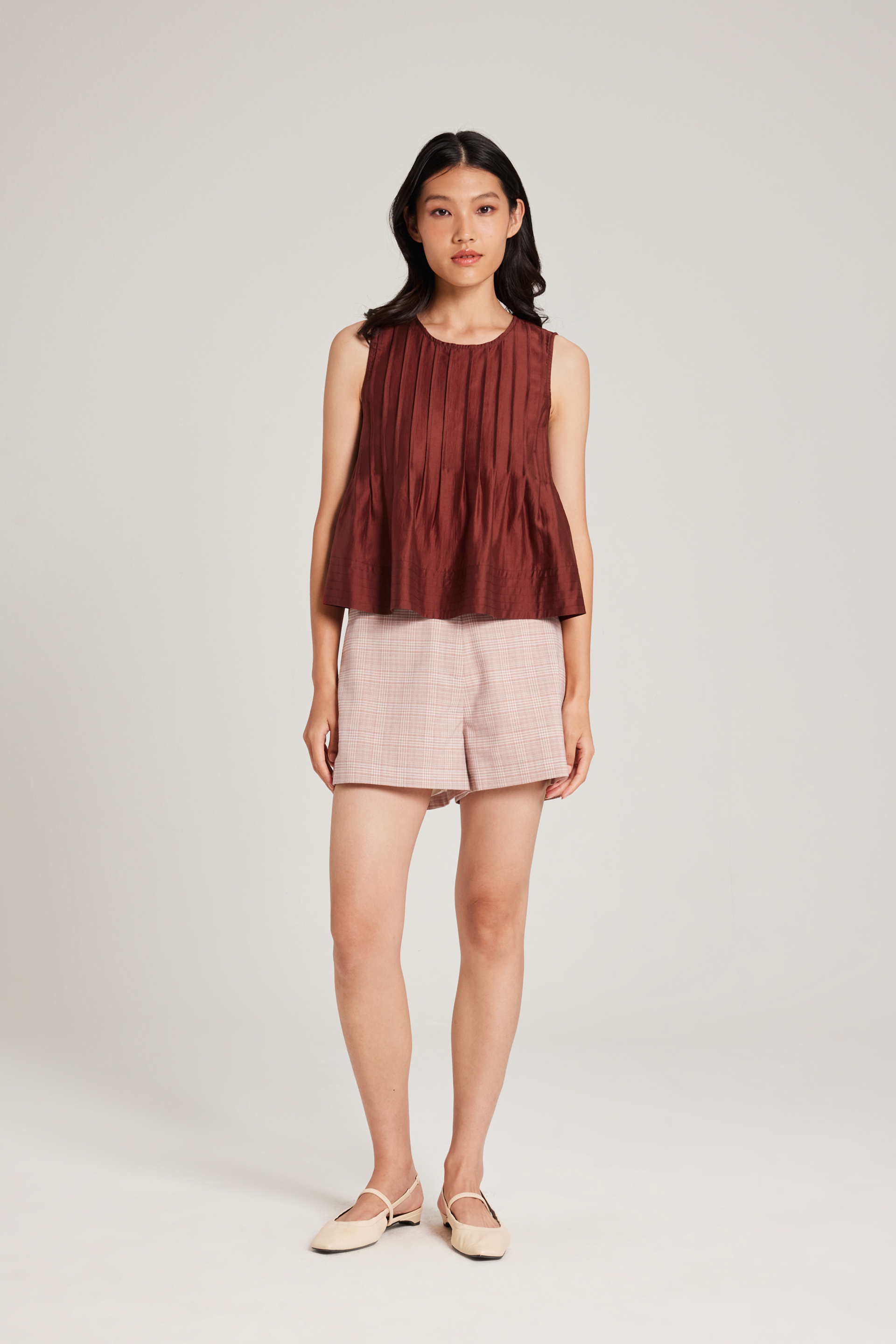 Round-Neck Pintuck Top