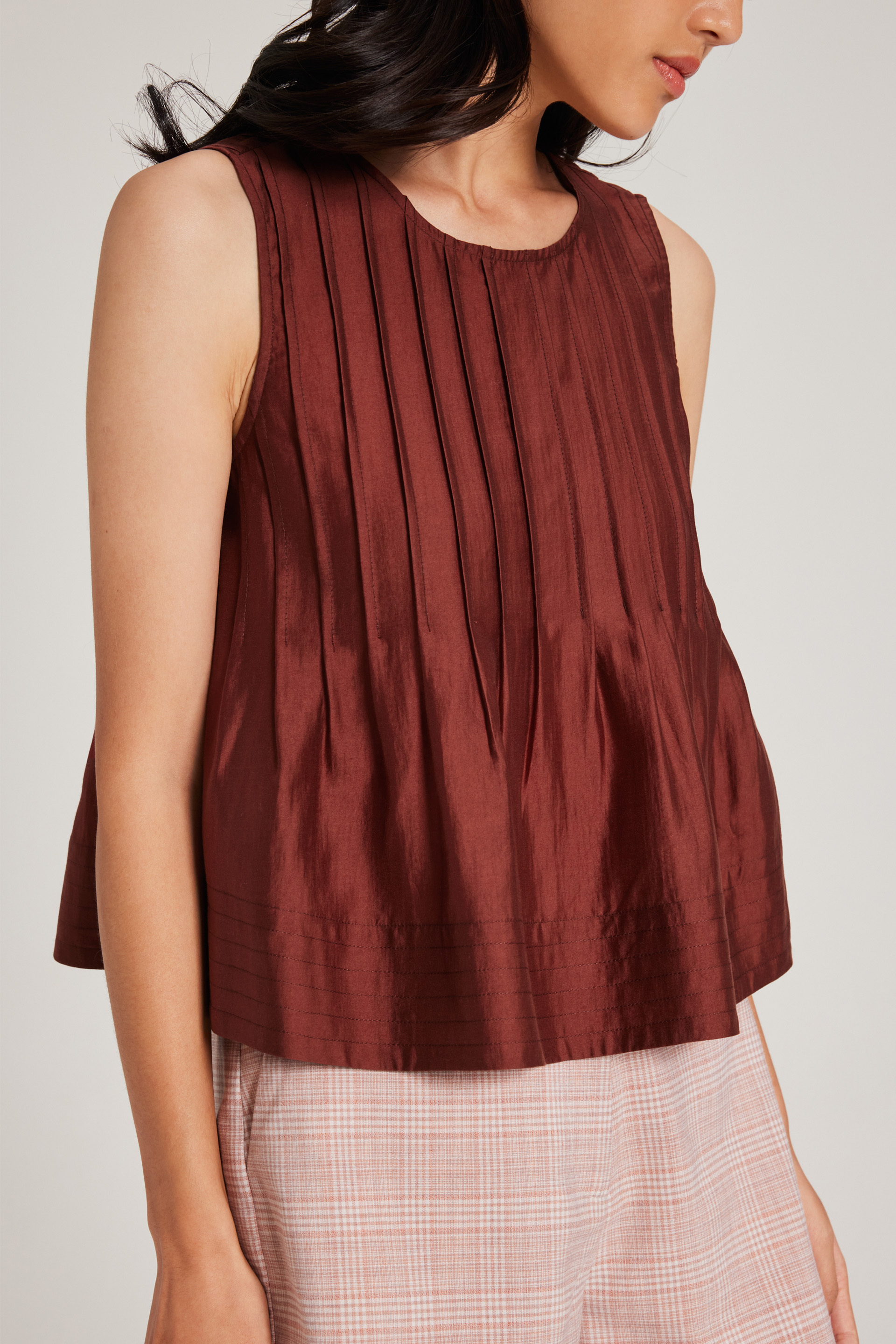 Round-Neck Pintuck Top