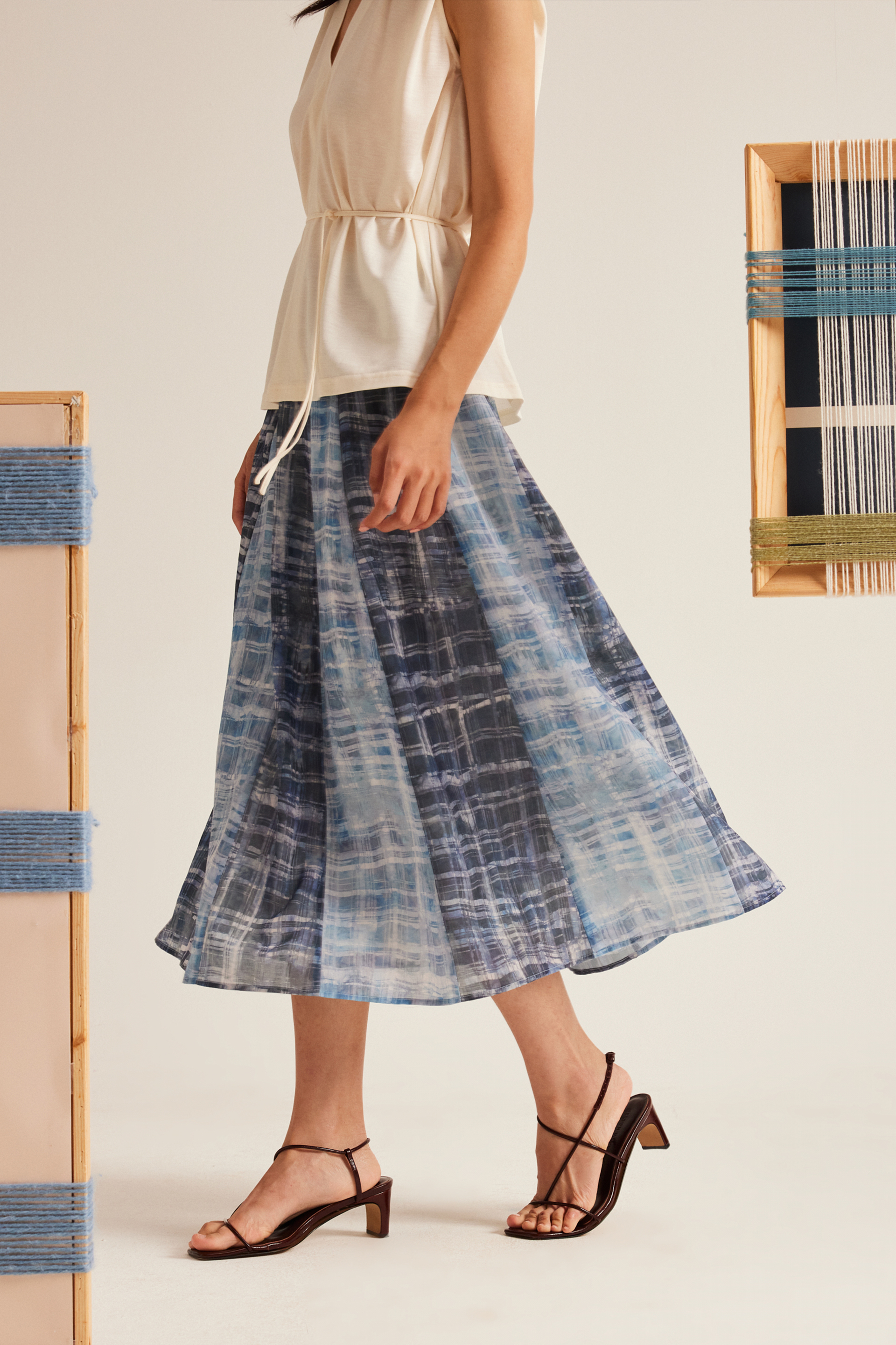 Tapestry Panelled Midi Skirt