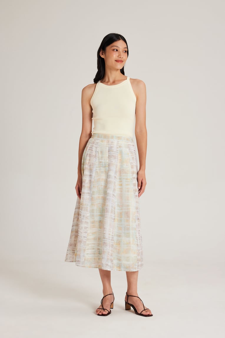 Tapestry Panelled Midi Skirt