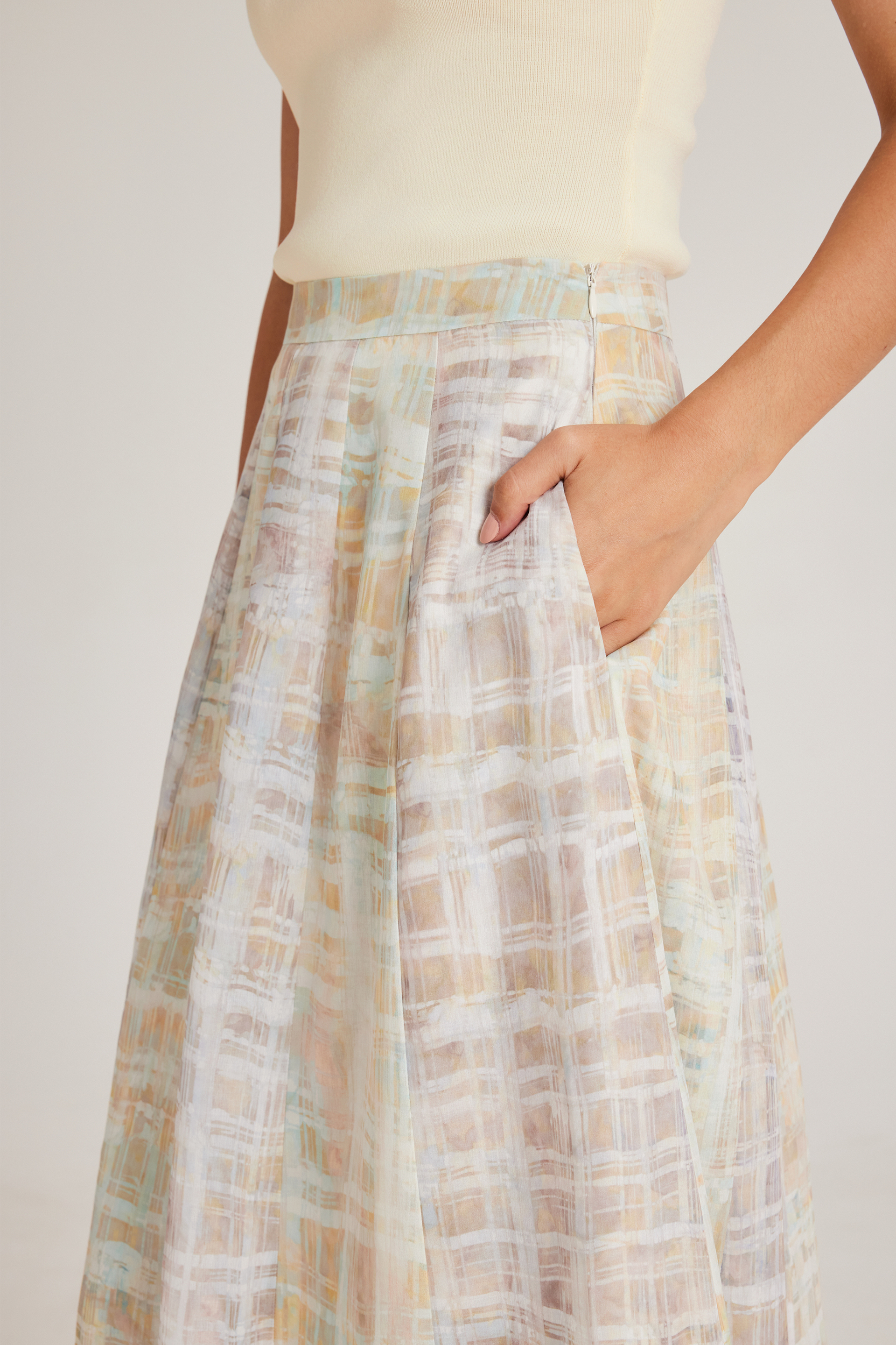 Tapestry Panelled Midi Skirt