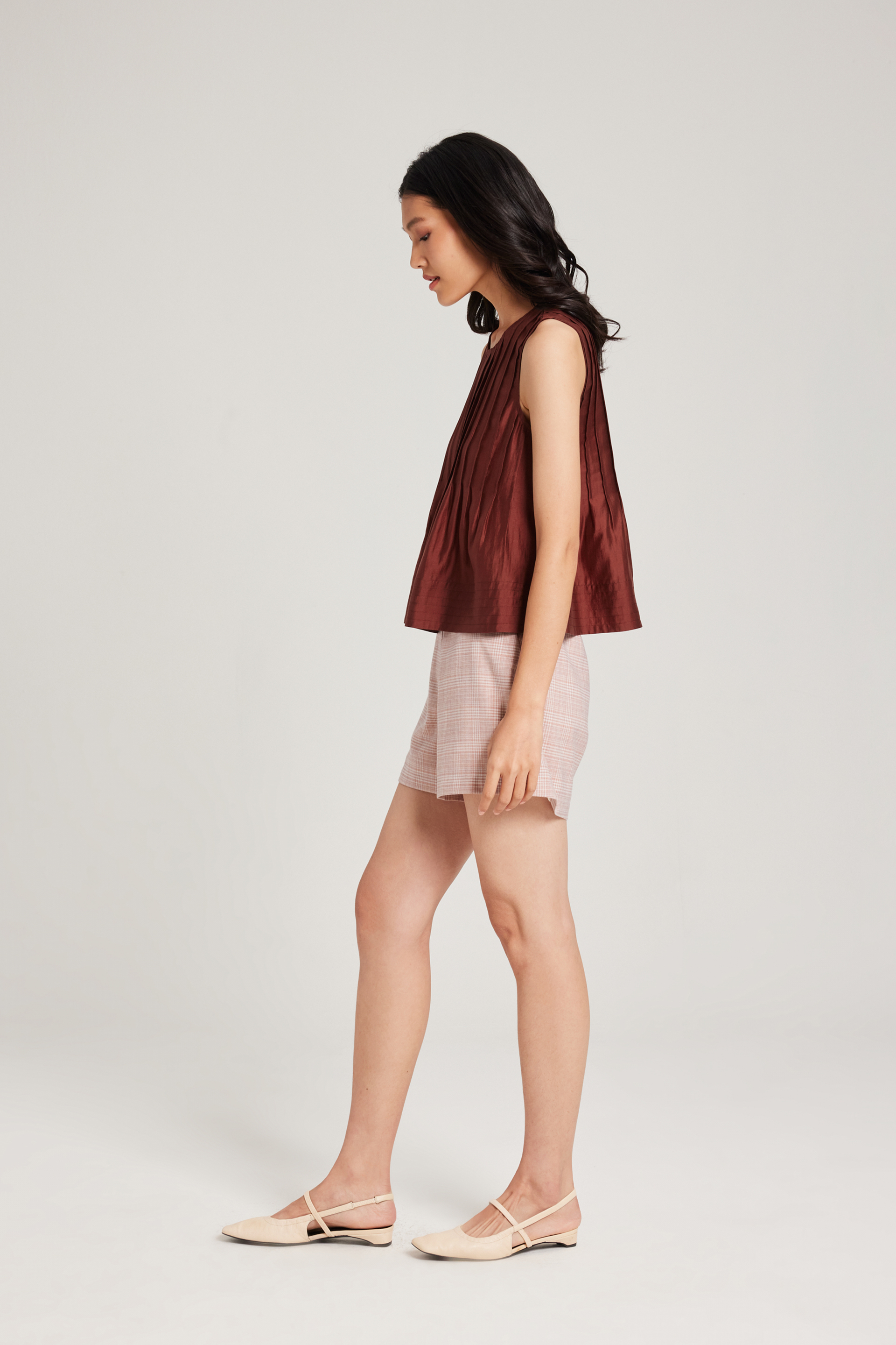 Round-Neck Pintuck Top