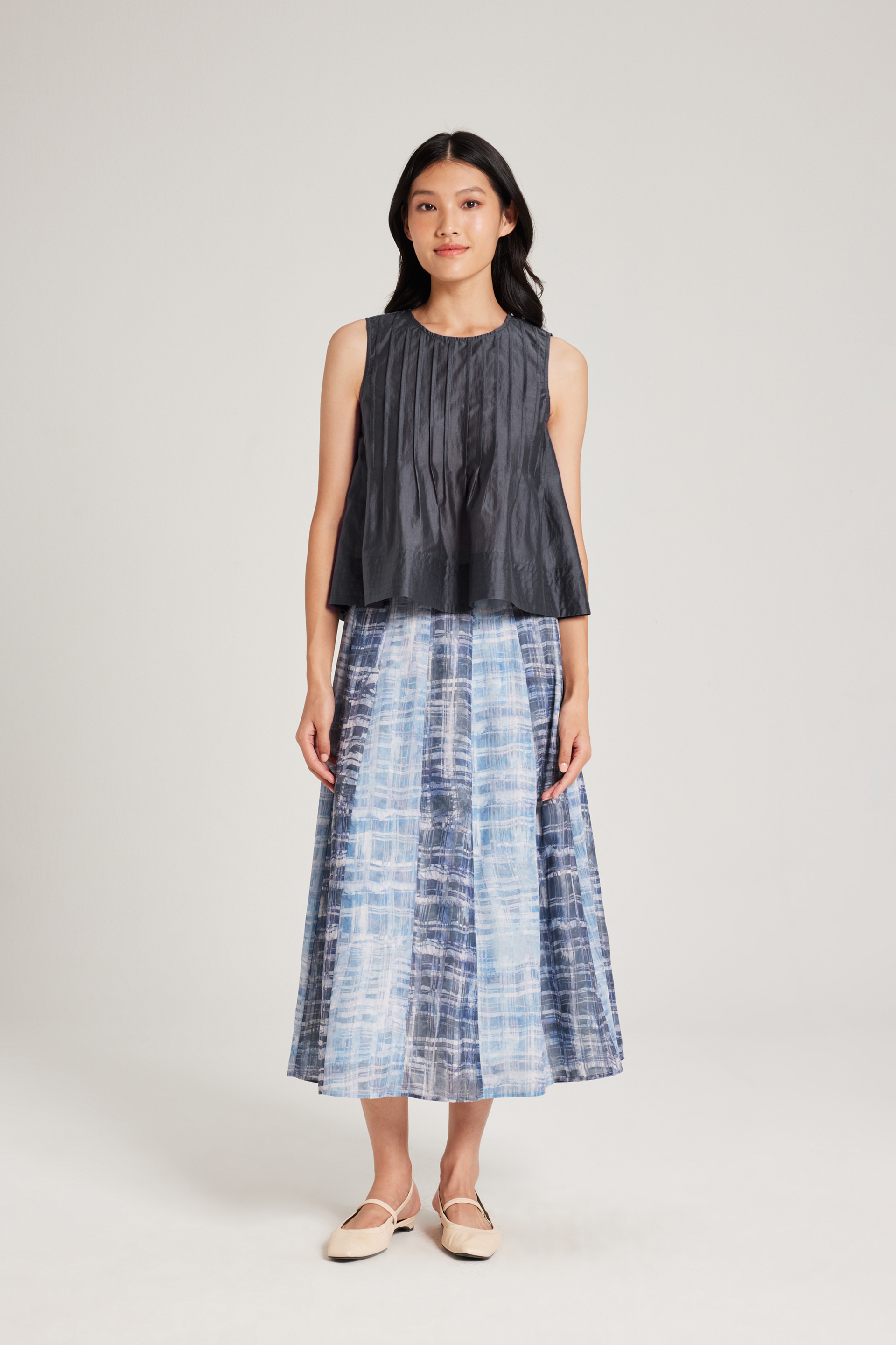 Round-Neck Pintuck Top