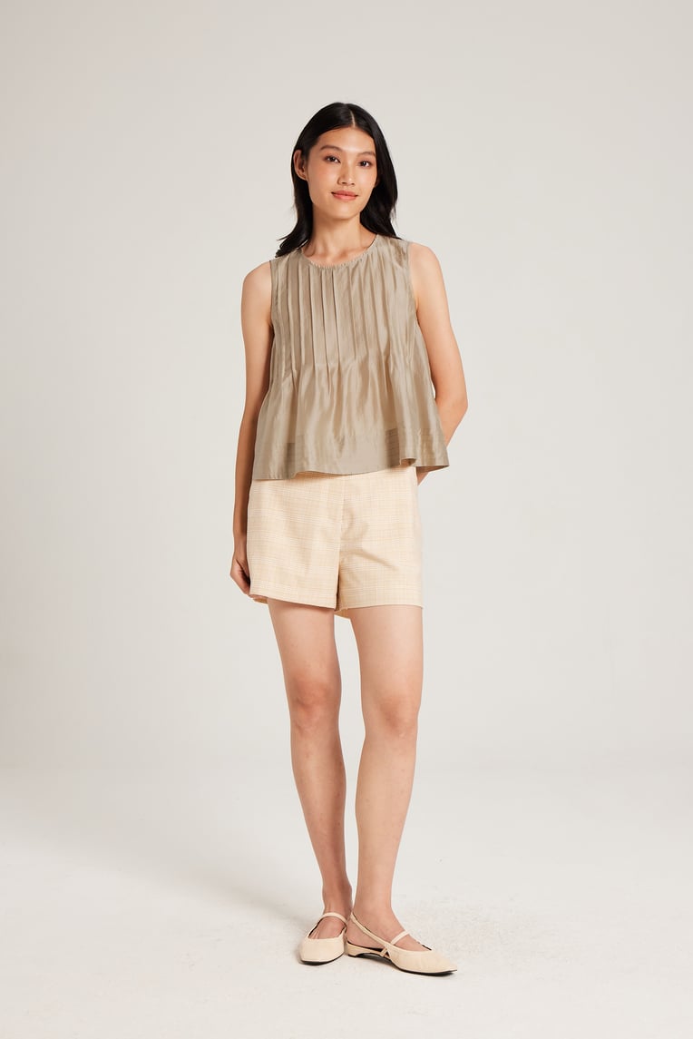 Round-Neck Pintuck Top