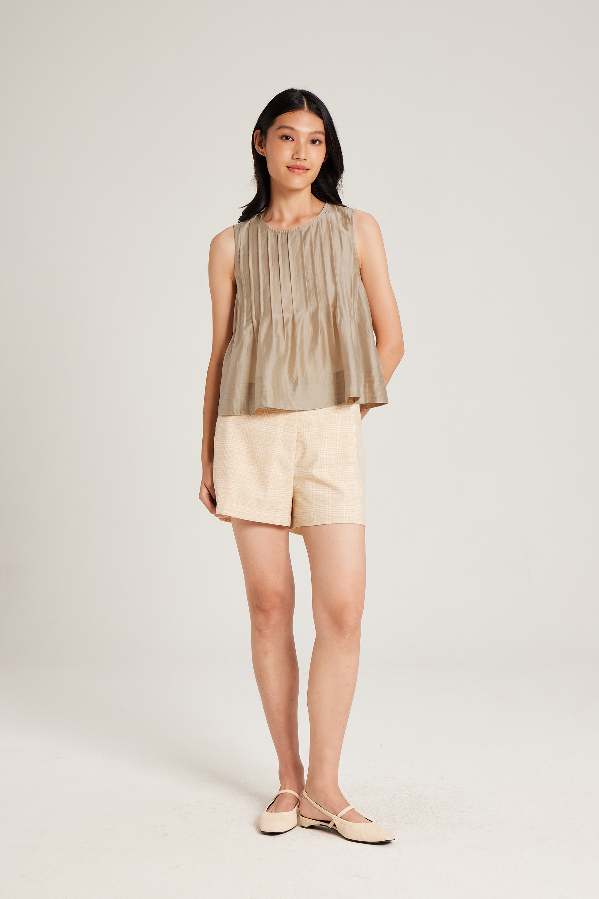 Round-Neck Pintuck Top