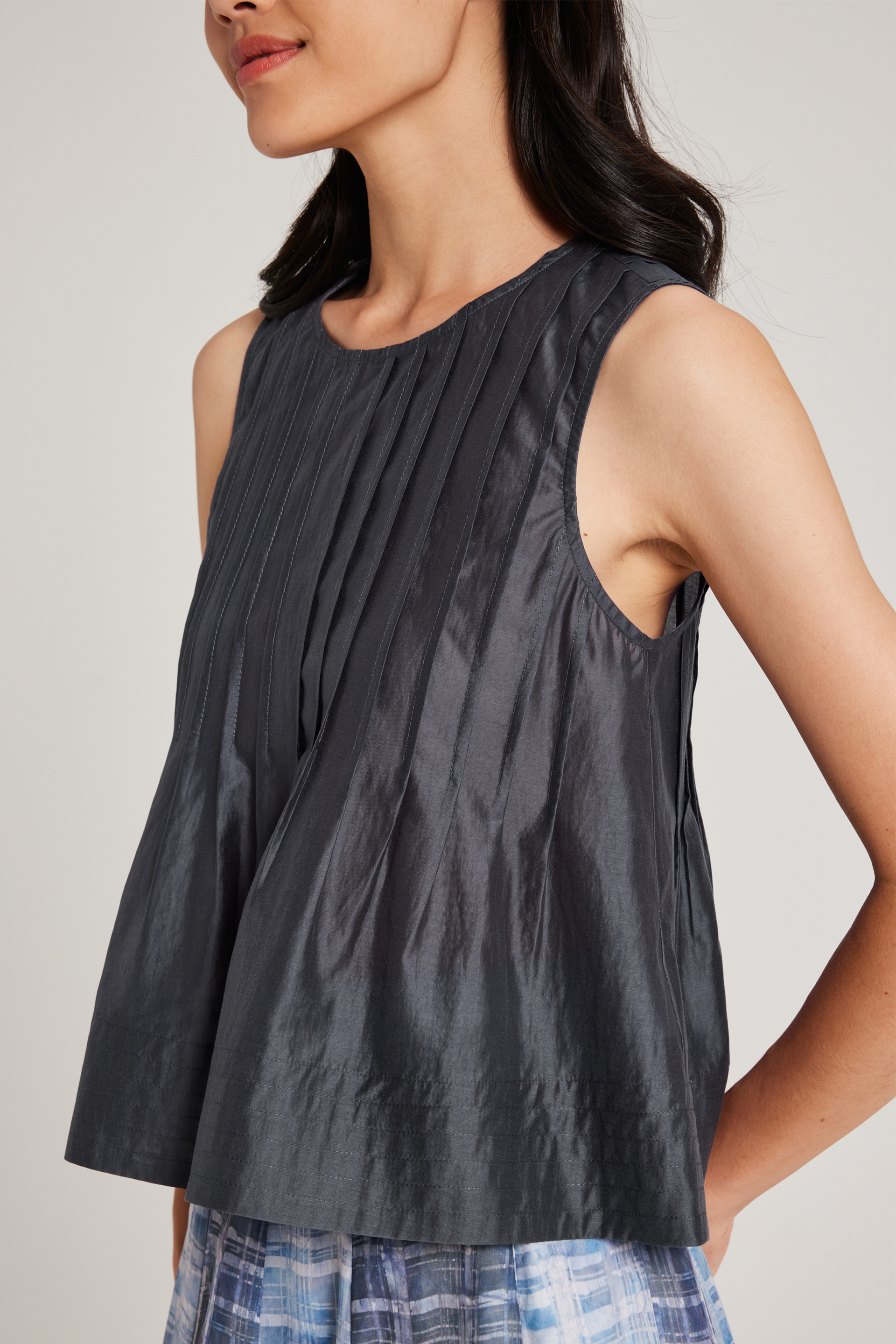 Round-Neck Pintuck Top