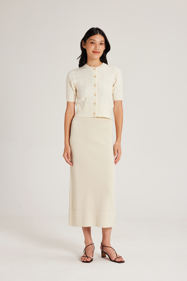 Broad-Hem Knit Skirt