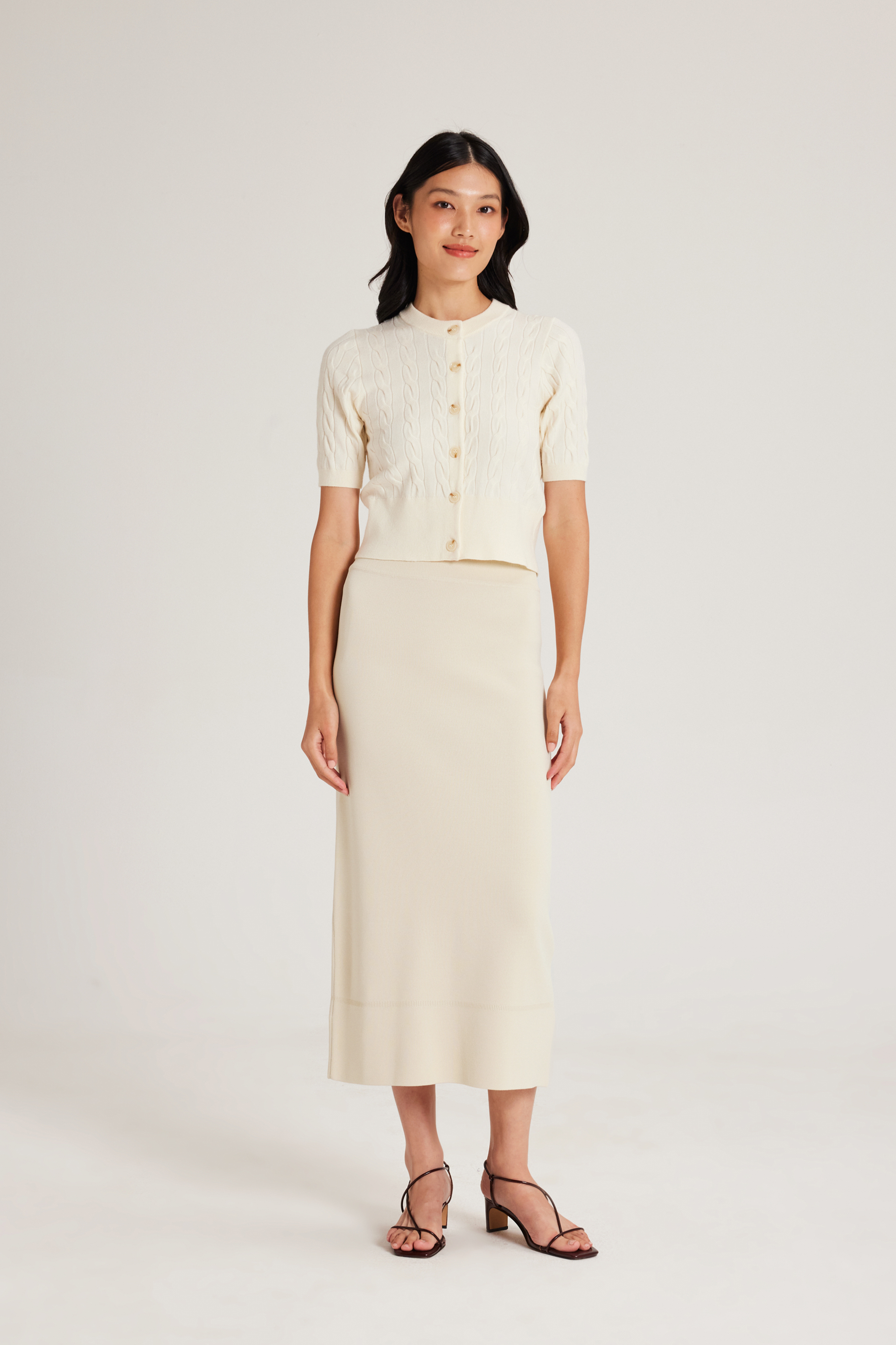 Broad-Hem Knit Skirt