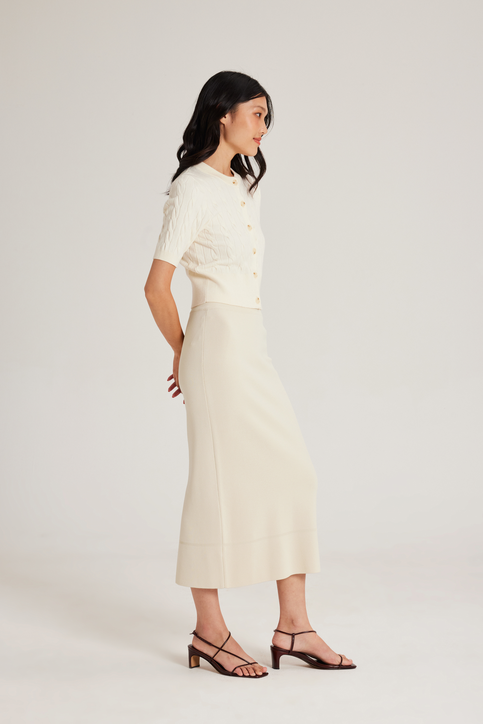 Broad-Hem Knit Skirt