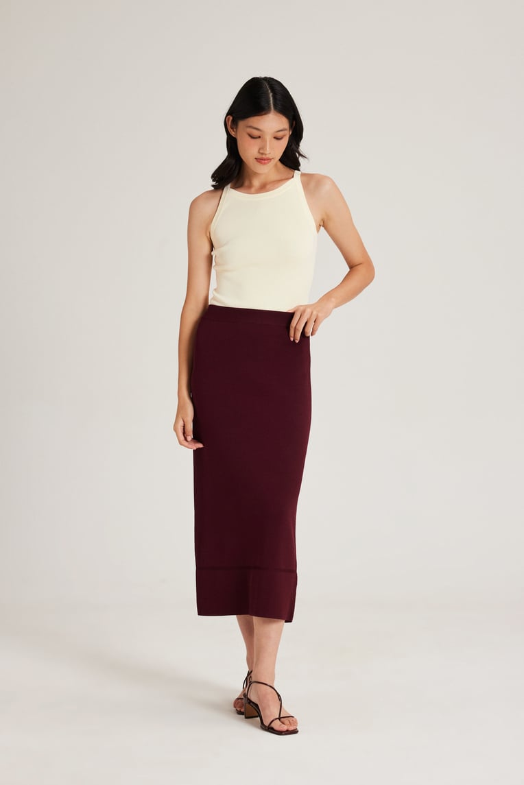 Broad-Hem Knit Skirt