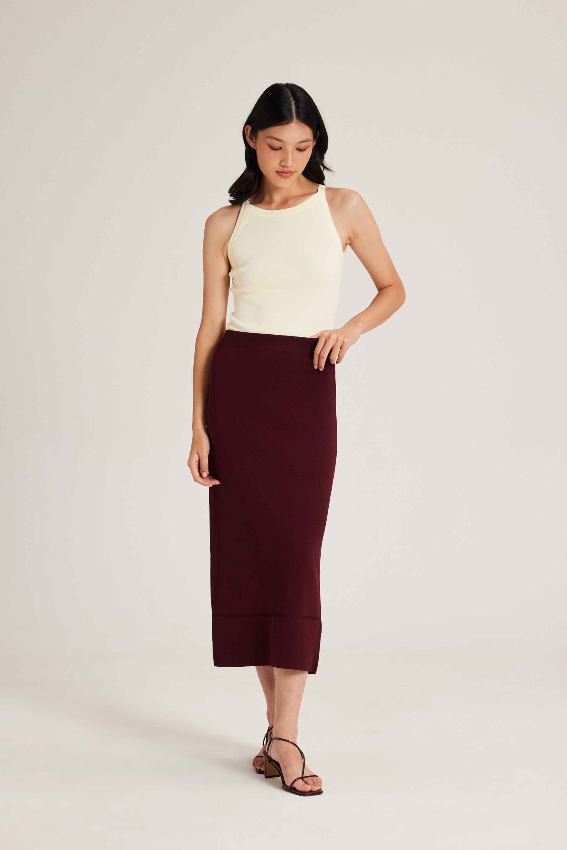 Broad-Hem Knit Skirt