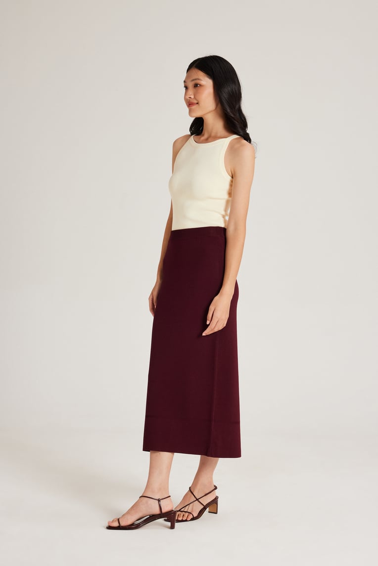 Broad-Hem Knit Skirt
