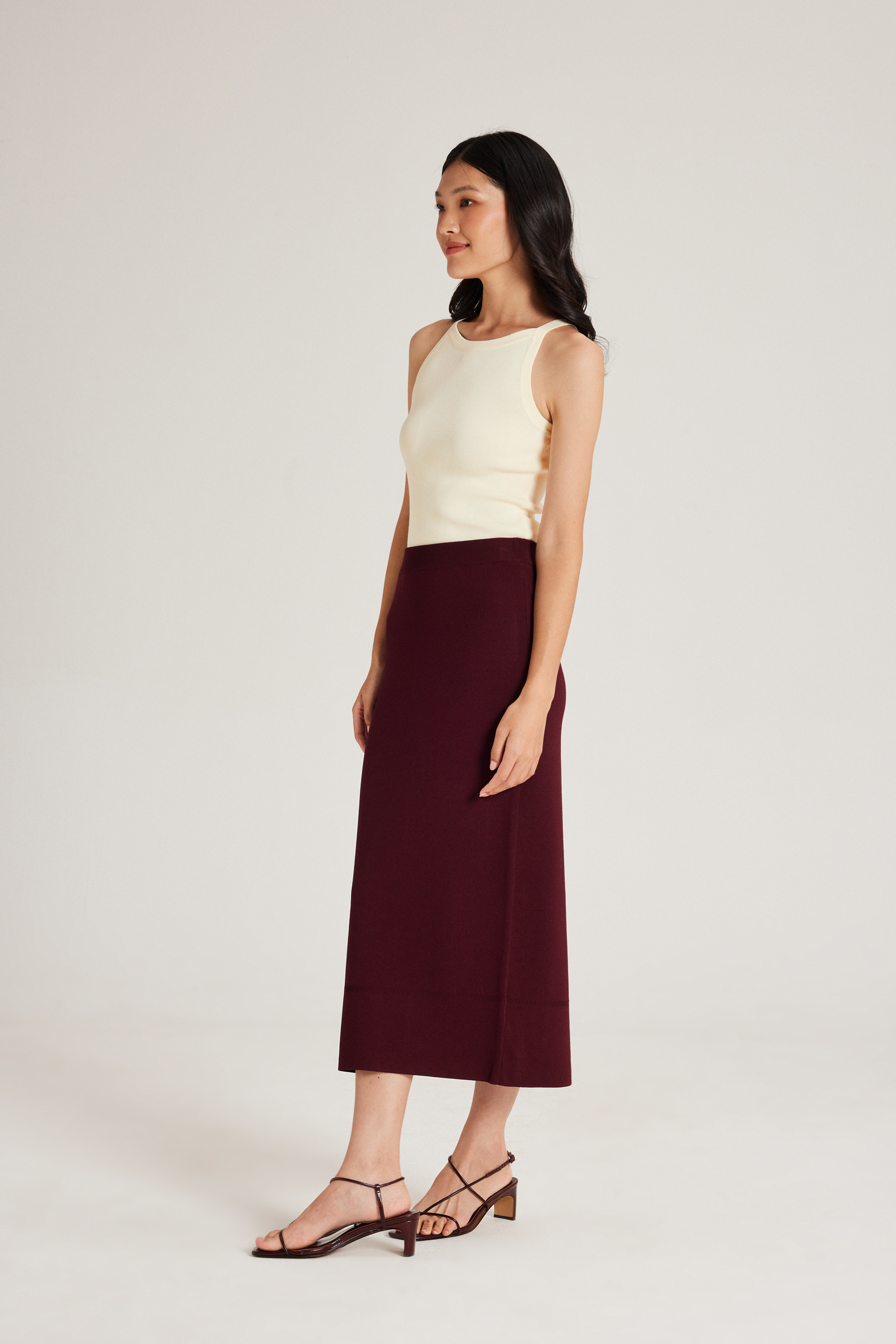 Broad-Hem Knit Skirt