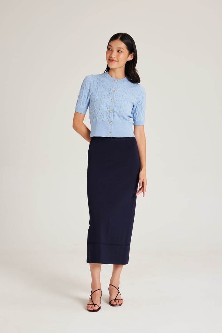 Broad-Hem Knit Skirt