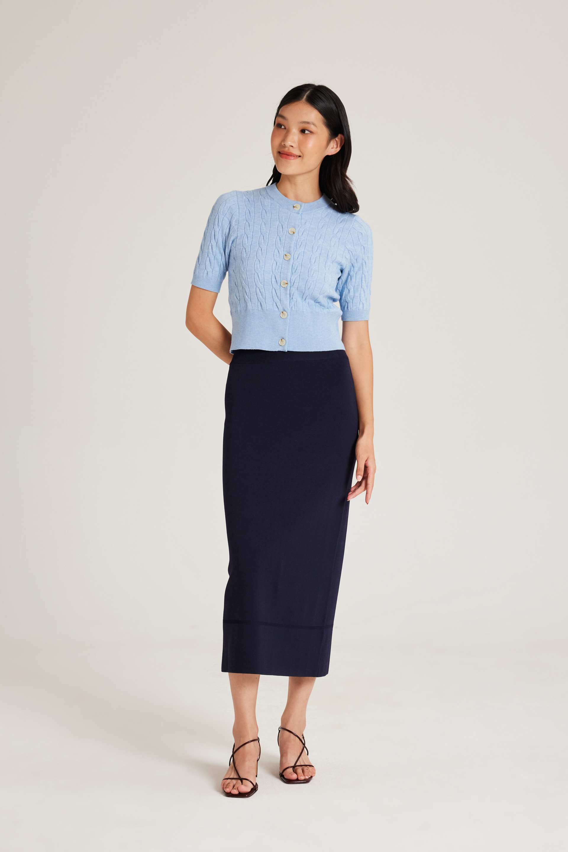 Broad-Hem Knit Skirt
