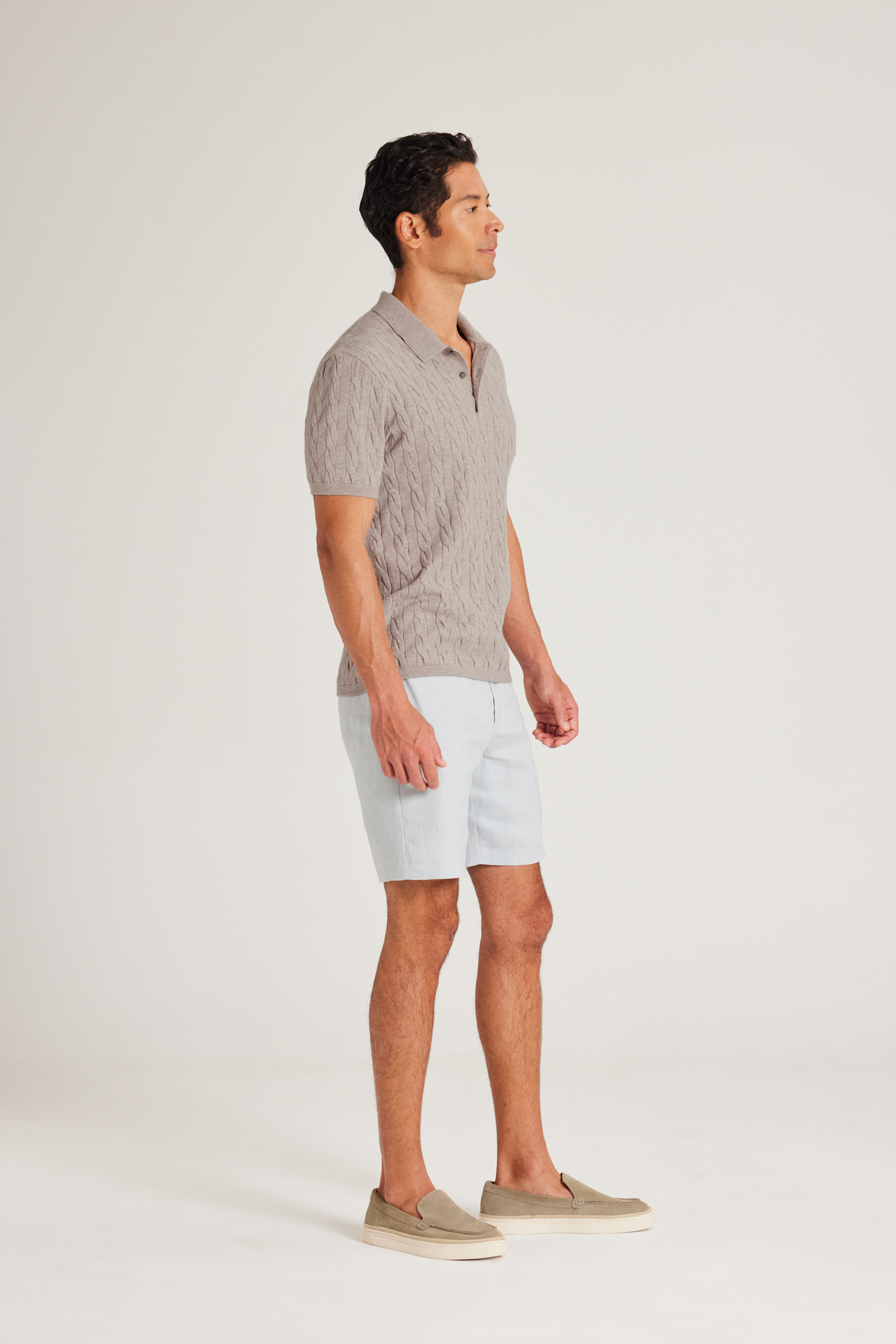 Cable Knit Button-Front Polo