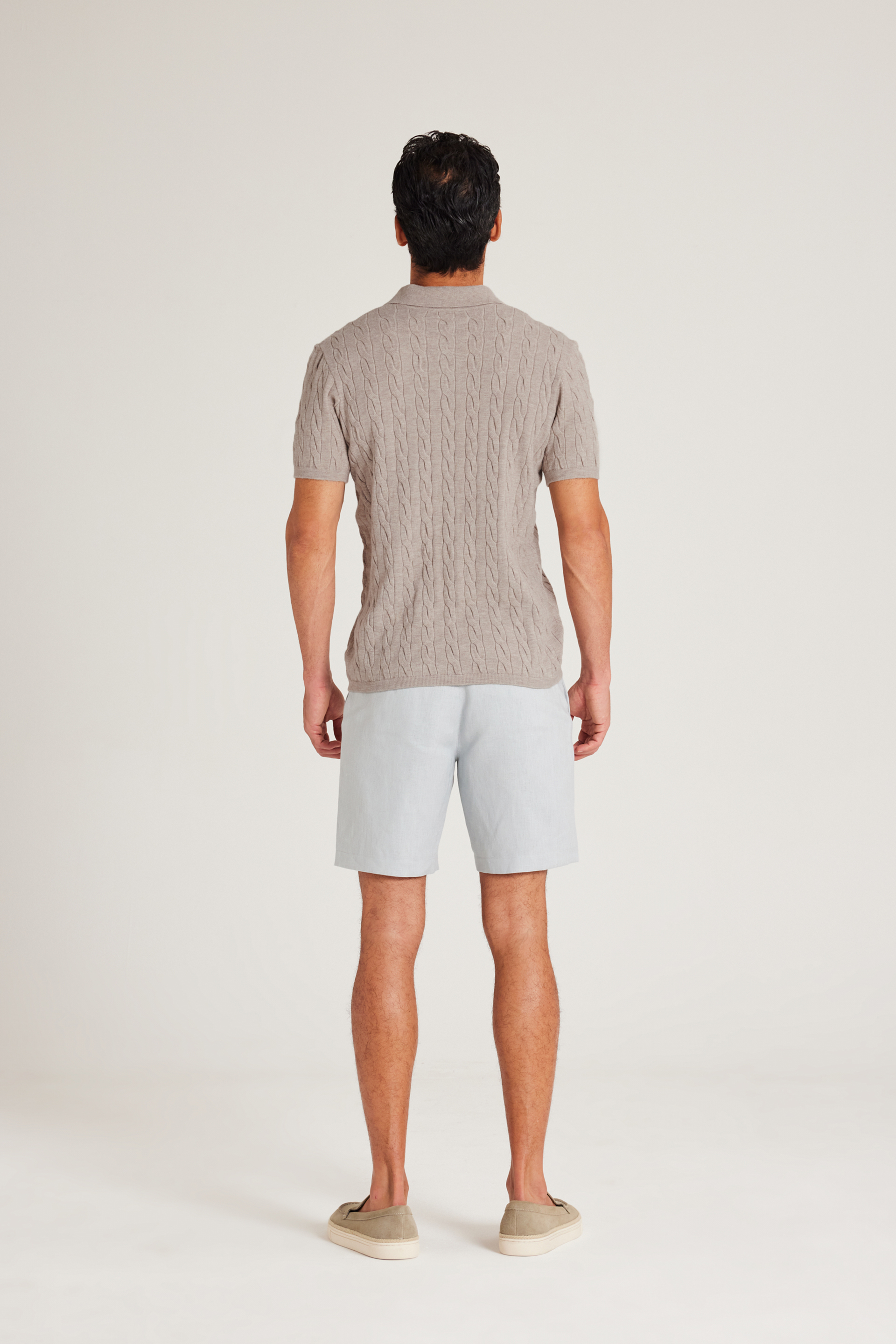 Cable Knit Button-Front Polo