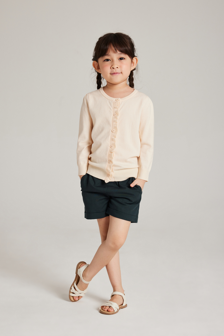 Mini Ruffle Placket Cardigan