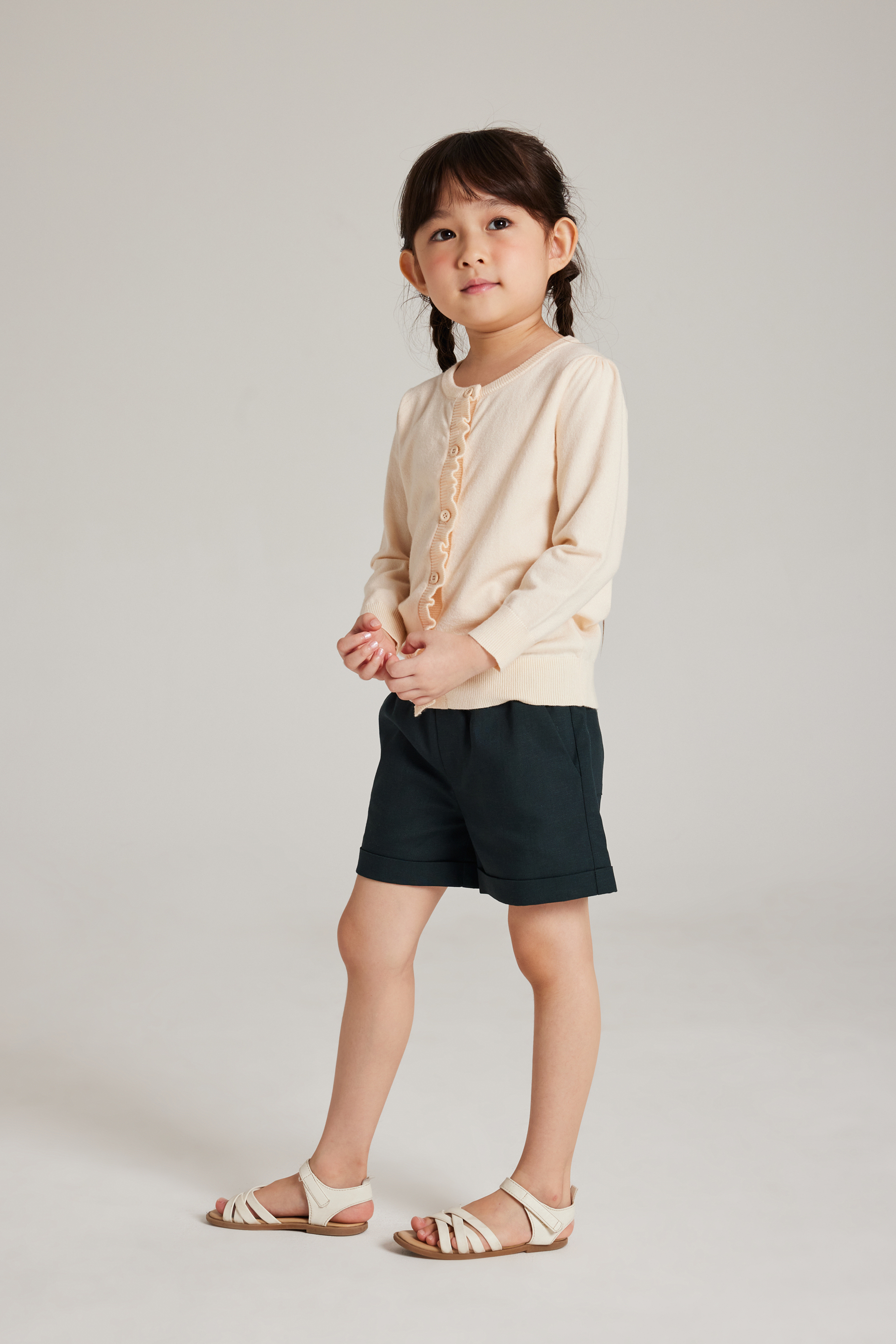 Mini Ruffle Placket Cardigan