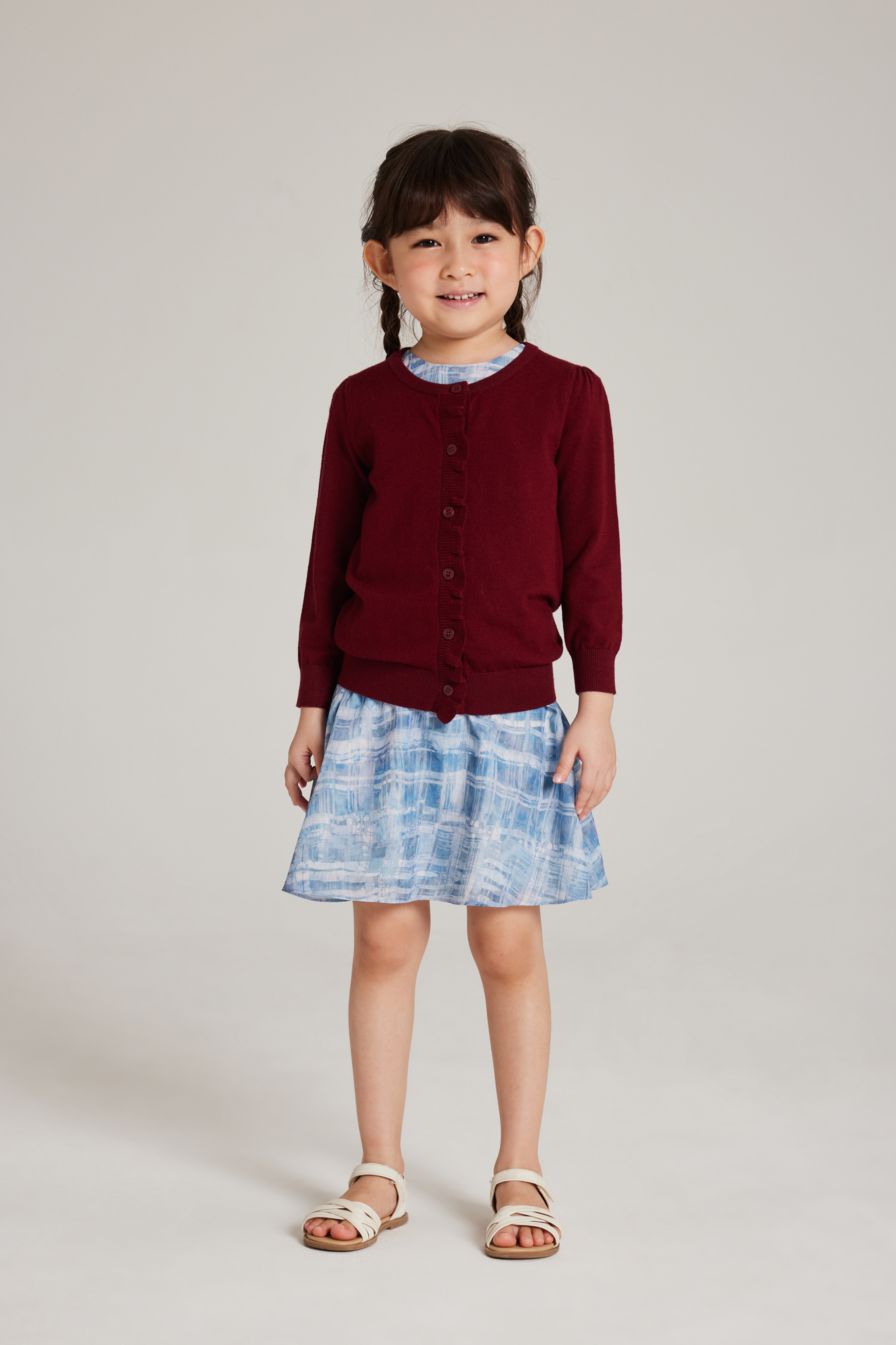 Mini Ruffle Placket Cardigan