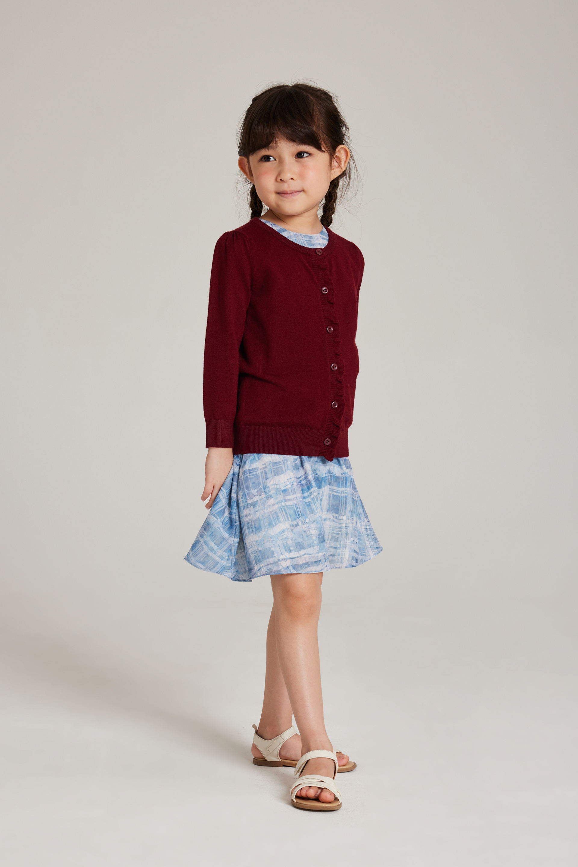 Mini Ruffle Placket Cardigan