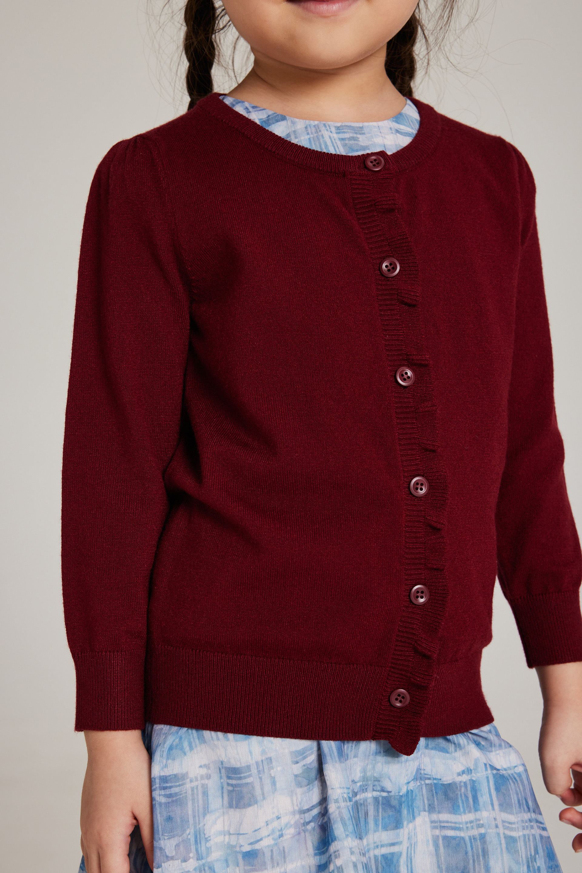 Mini Ruffle Placket Cardigan