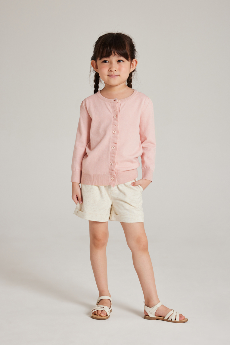 Mini Ruffle Placket Cardigan