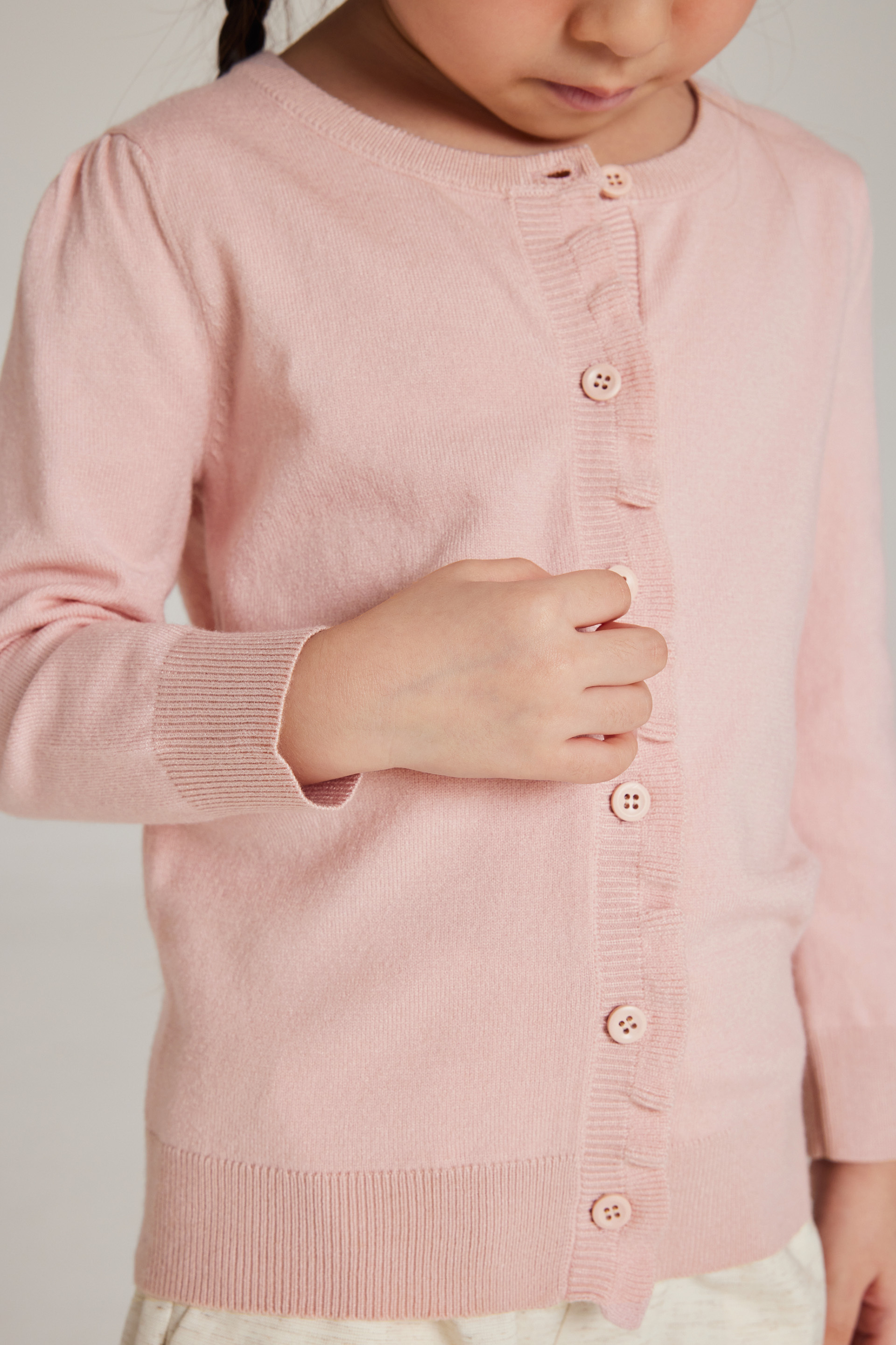 Mini Ruffle Placket Cardigan