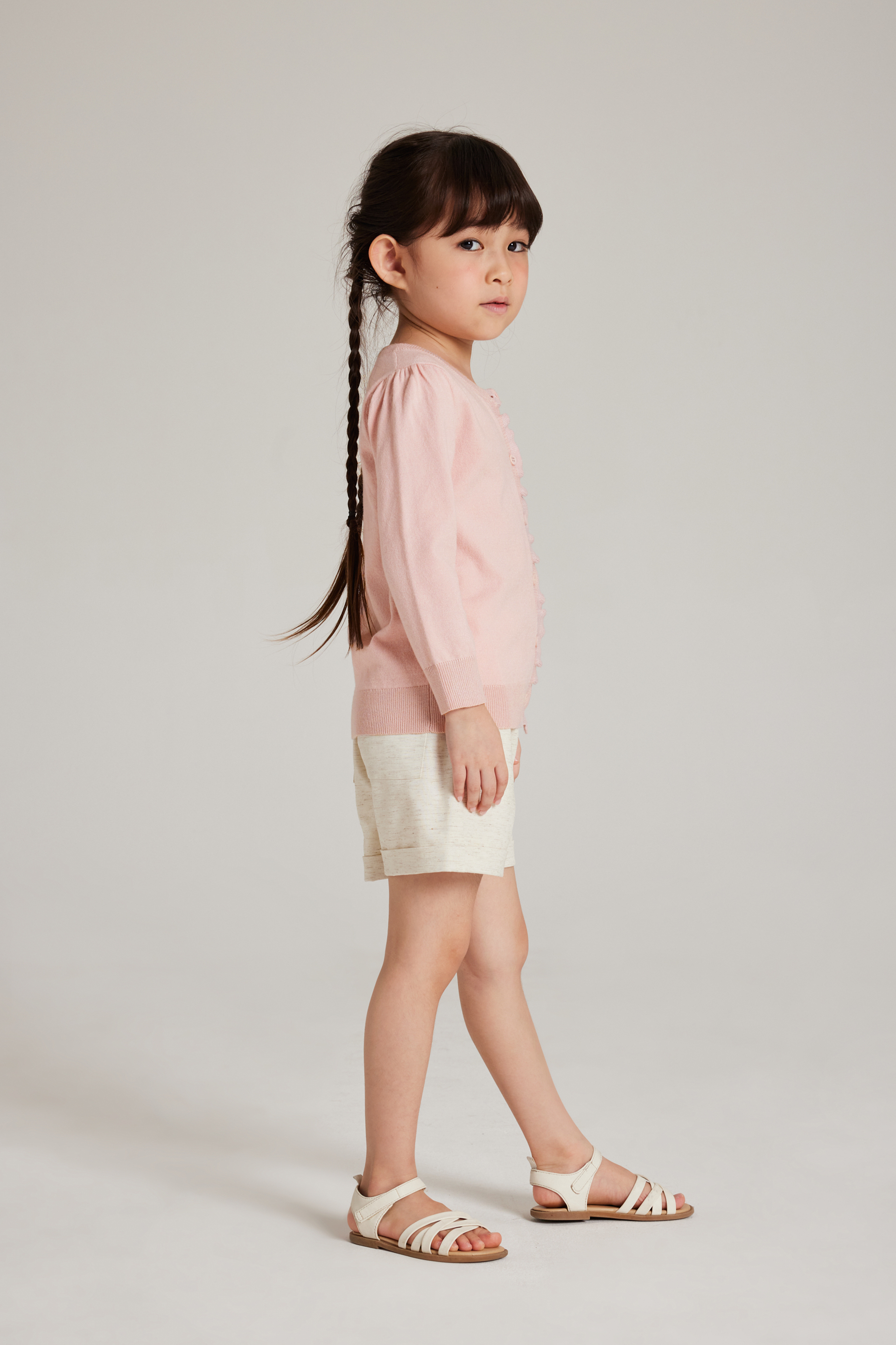 Mini Ruffle Placket Cardigan