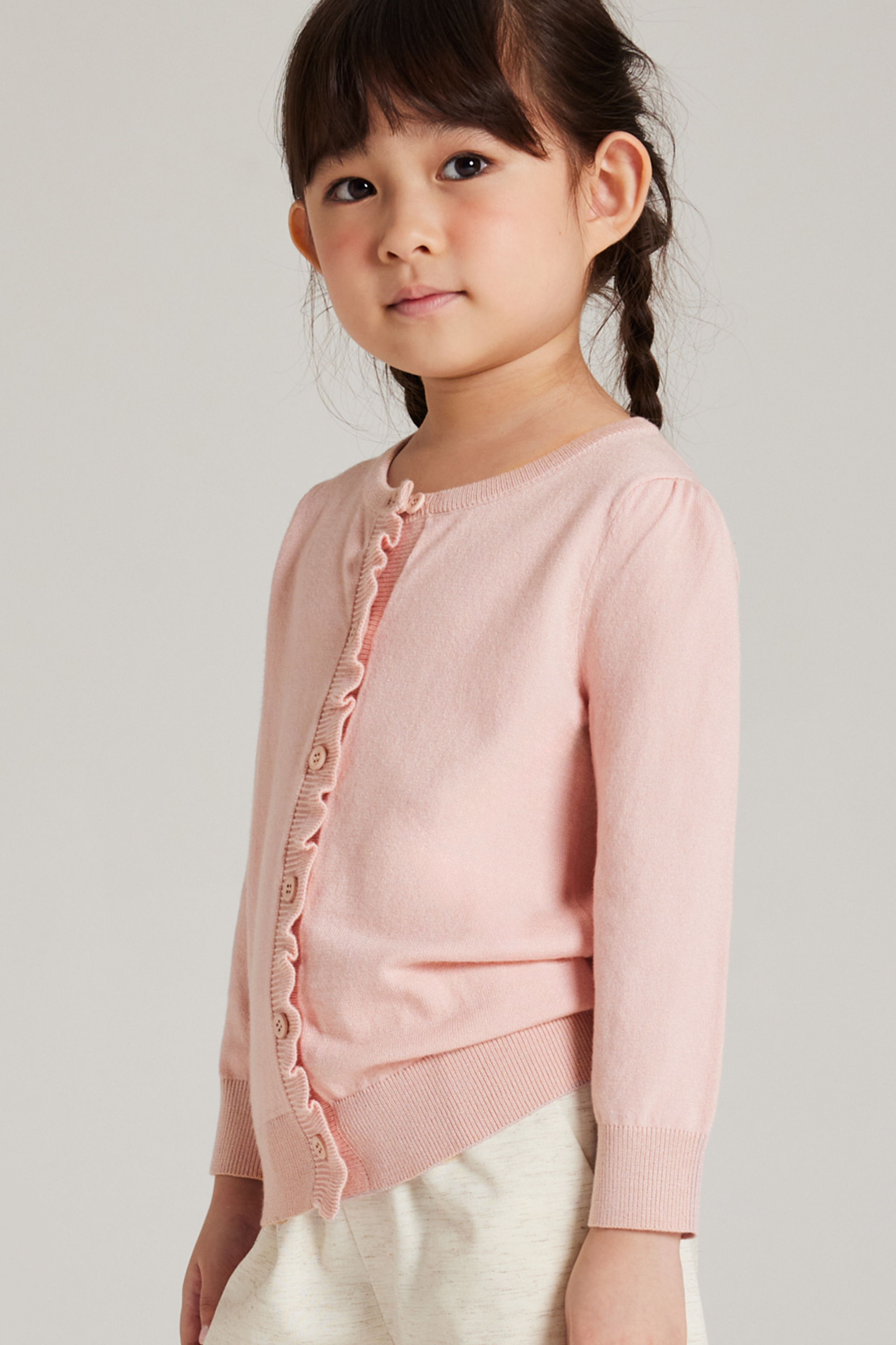 Mini Ruffle Placket Cardigan