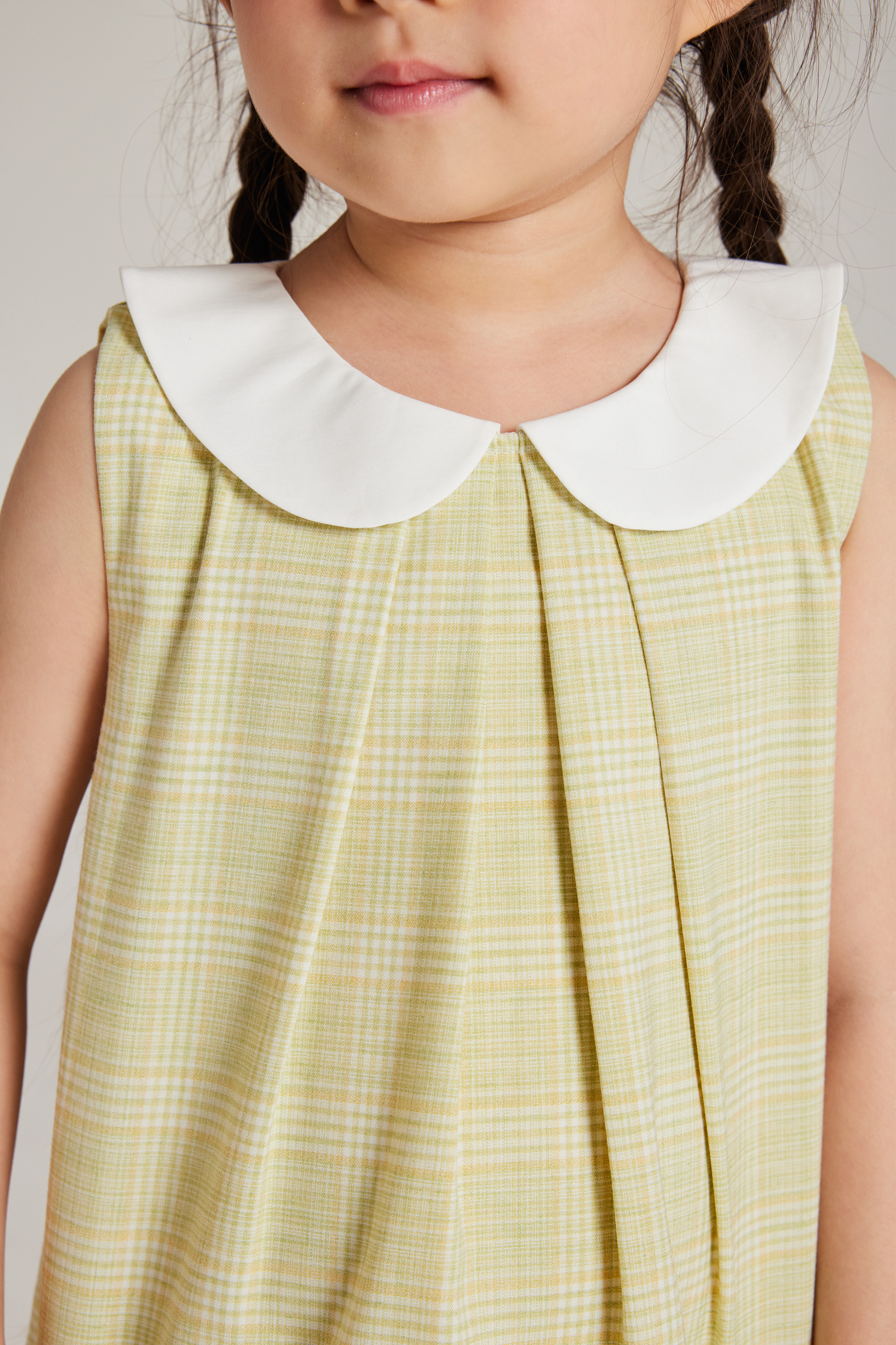 Plaid Collared Pleated Dress