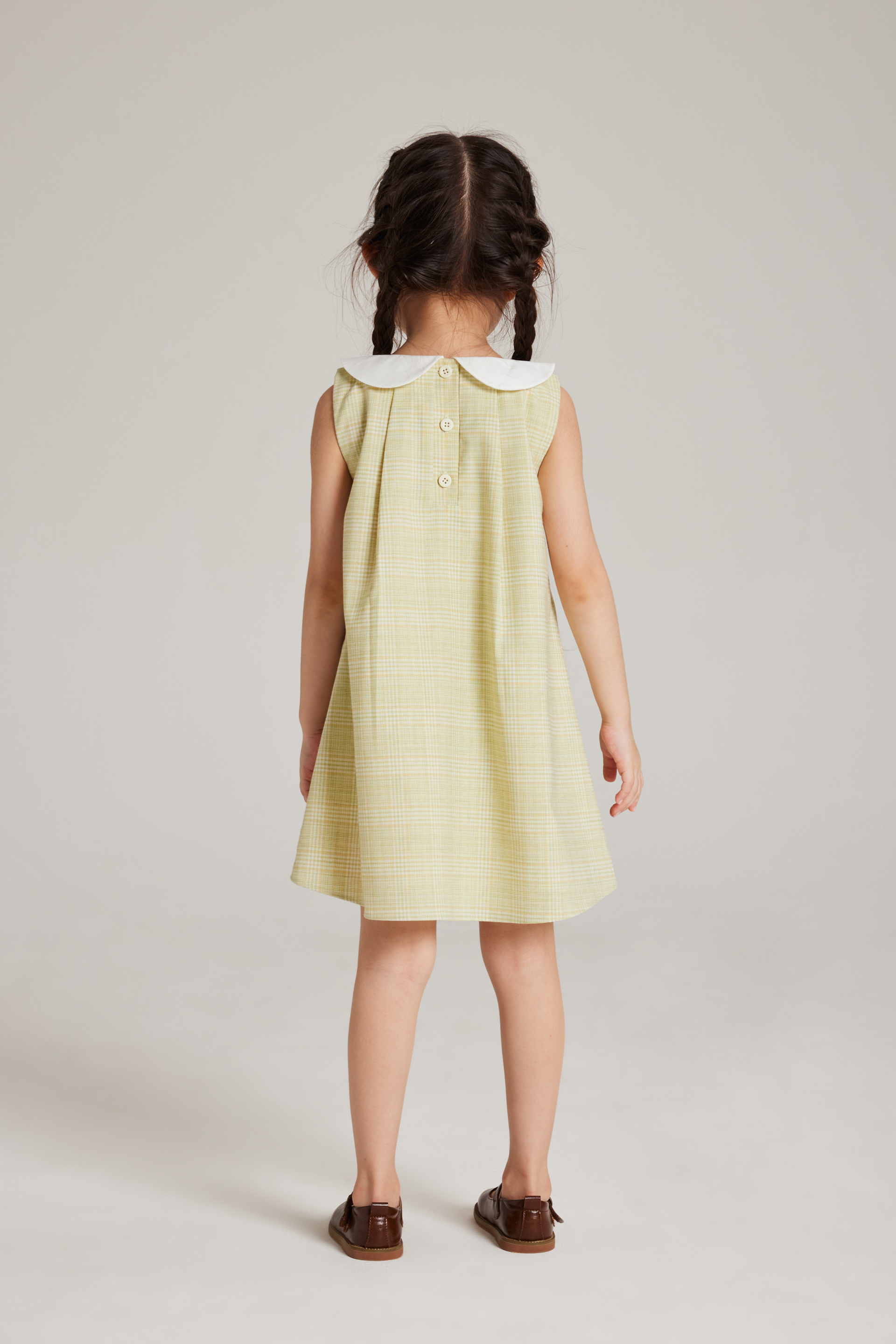 Plaid Collared Pleated Dress