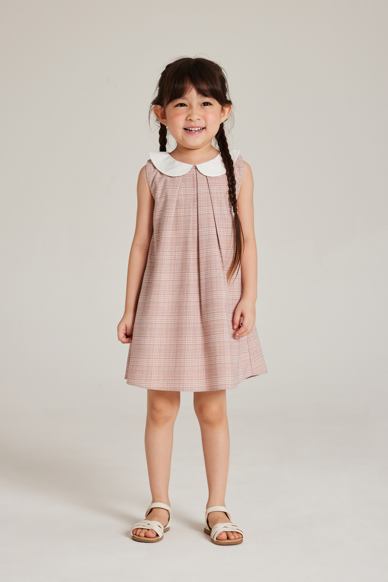 Plaid Collared Pleated Dress