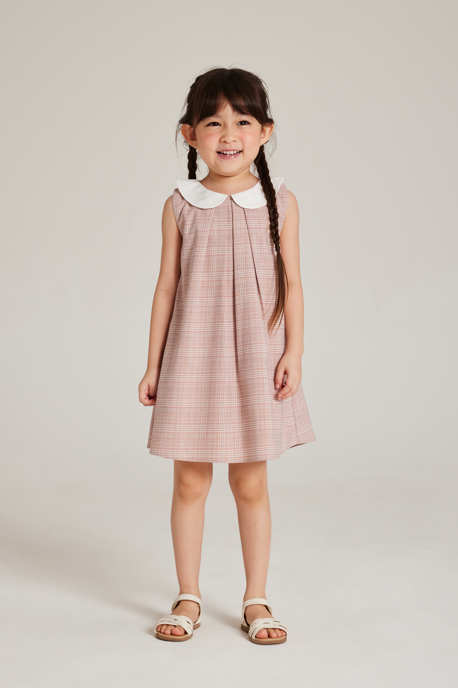 Plaid Collared Pleated Dress