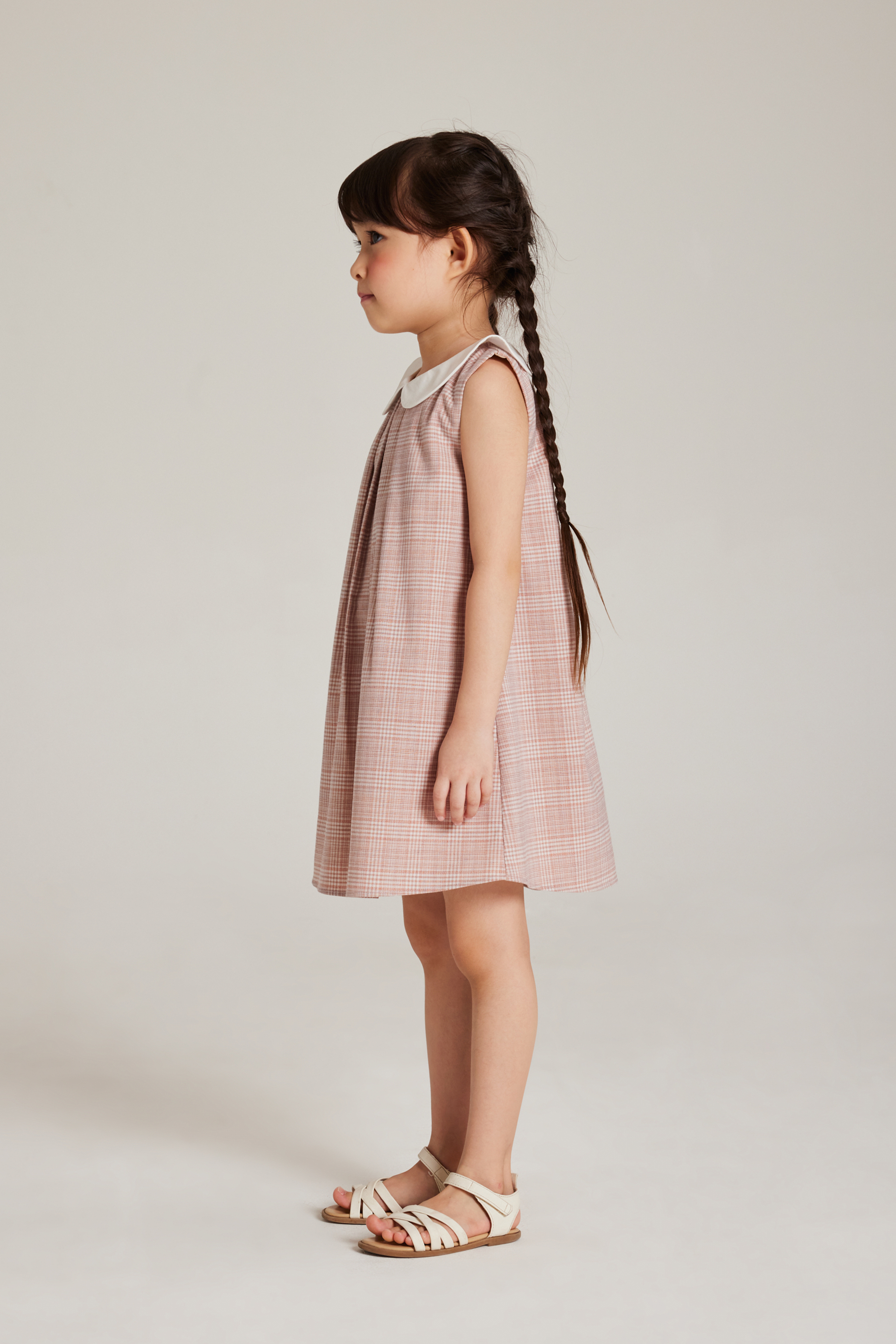 Plaid Collared Pleated Dress
