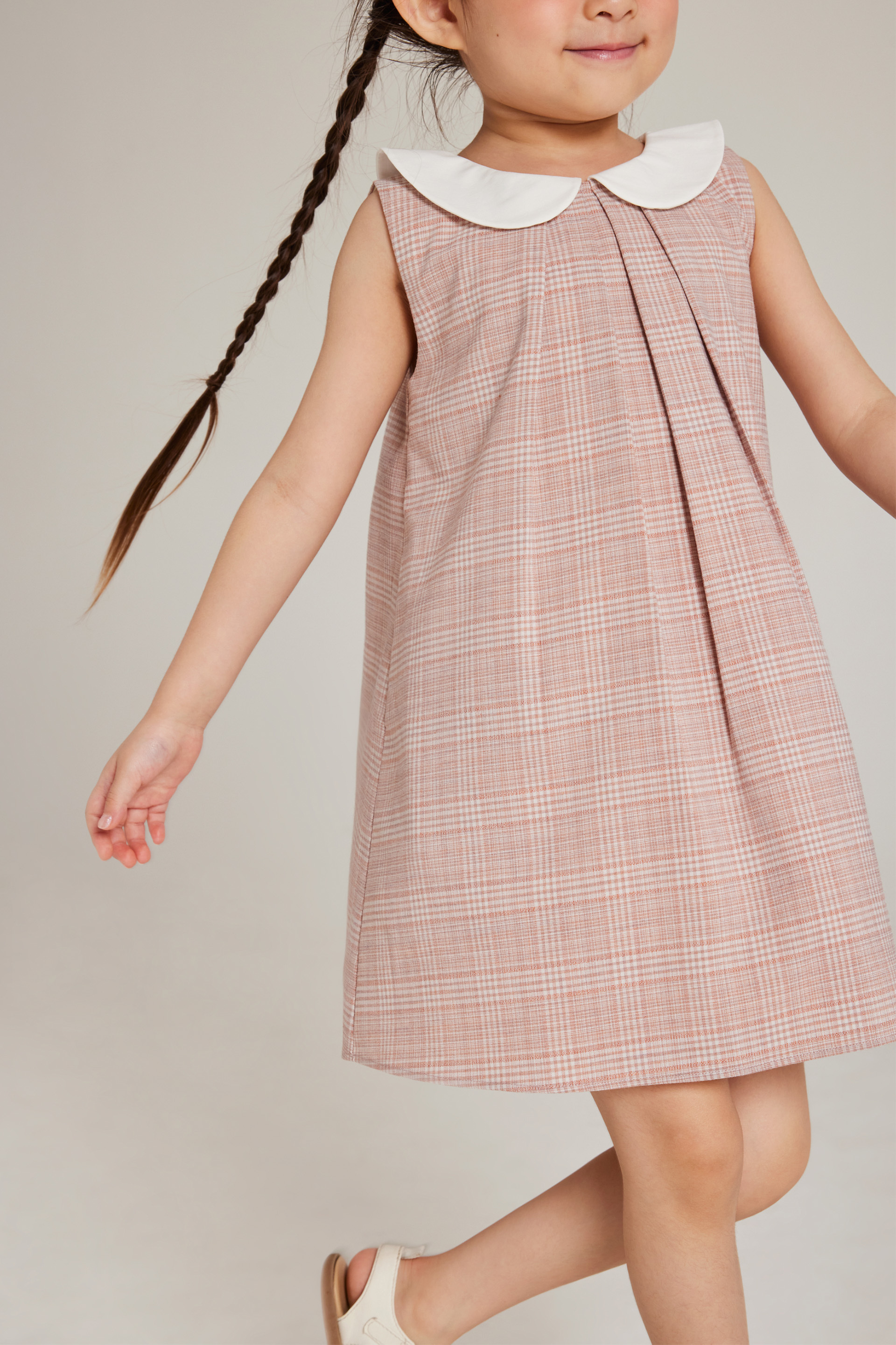 Plaid Collared Pleated Dress