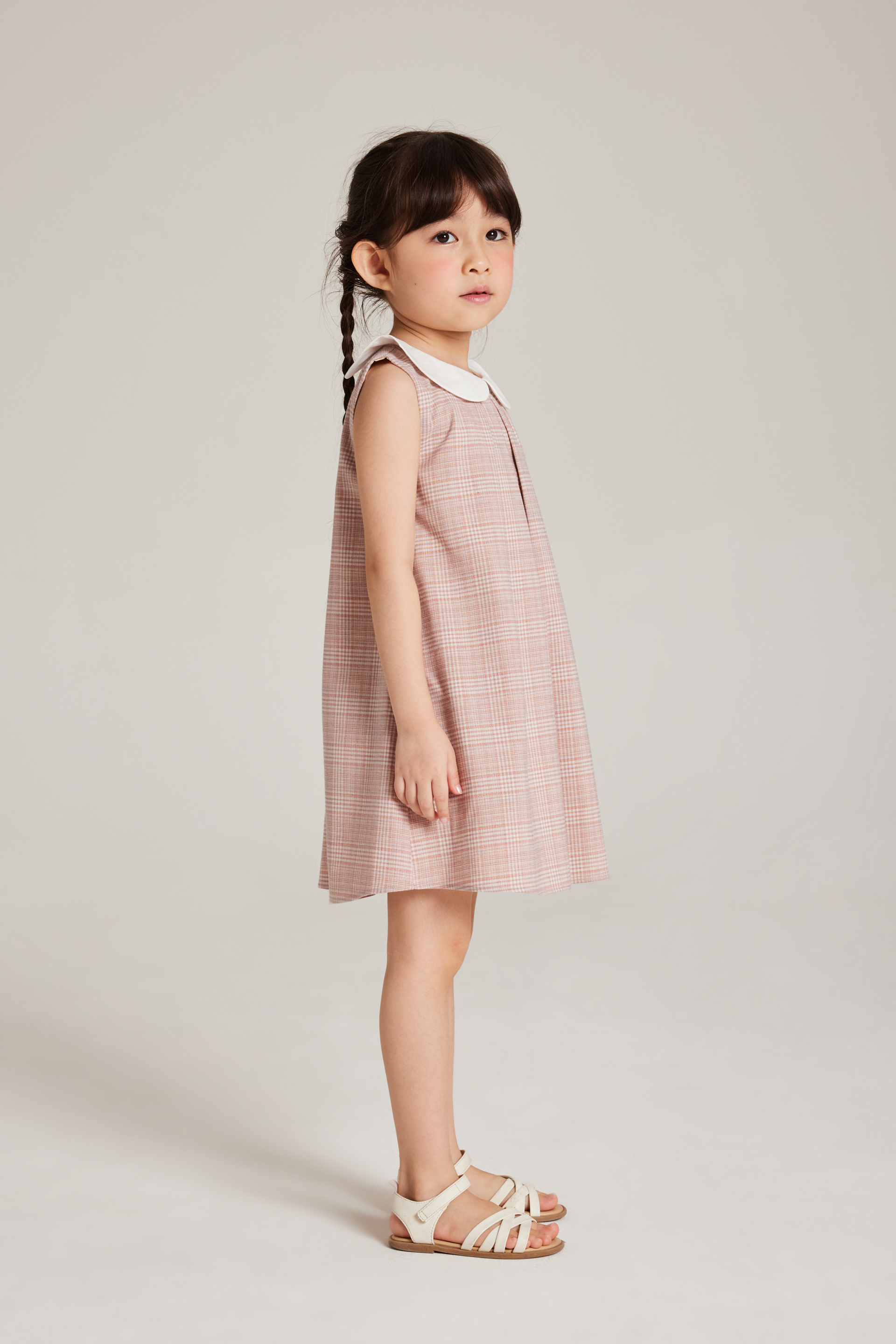 Plaid Collared Pleated Dress