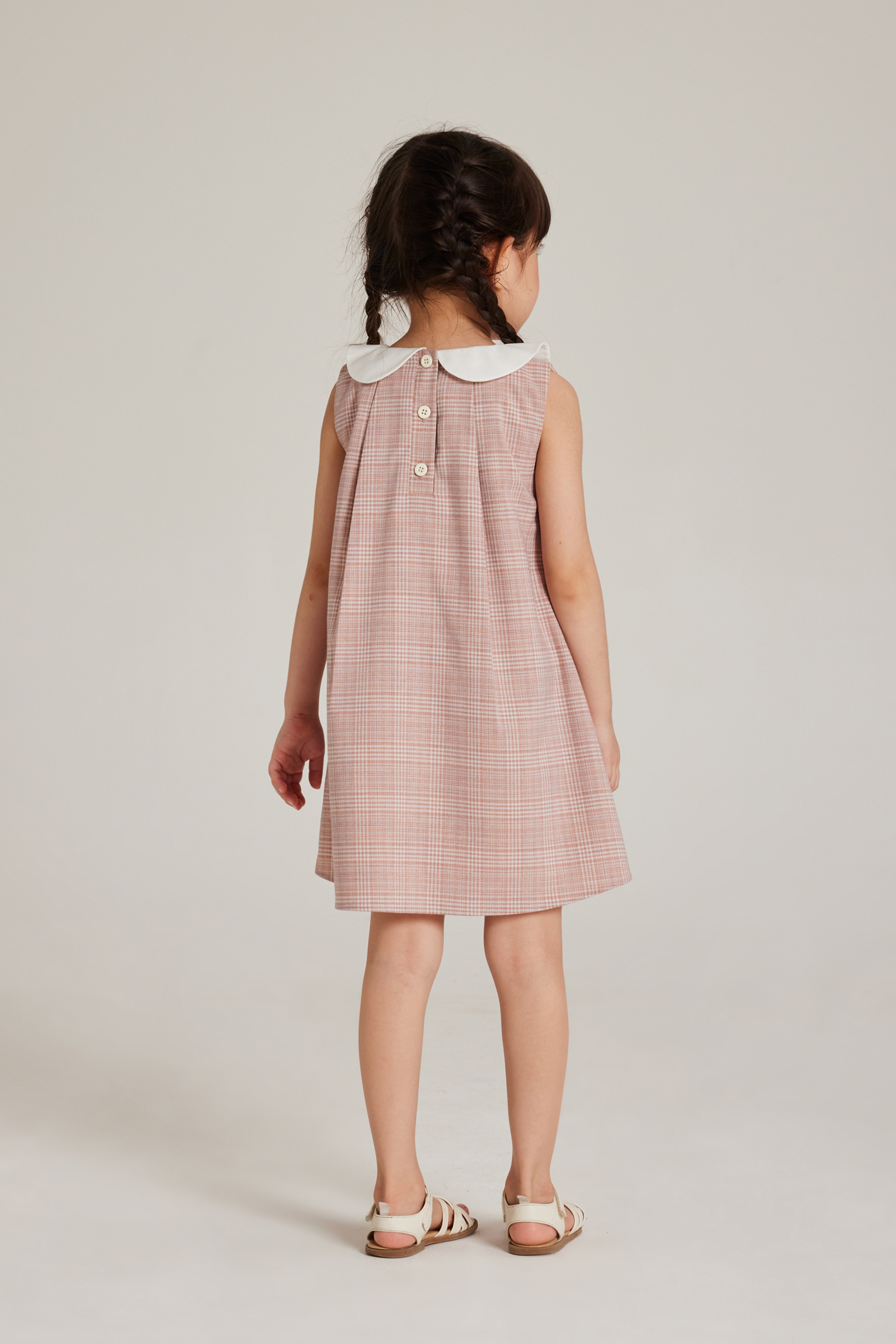 Plaid Collared Pleated Dress