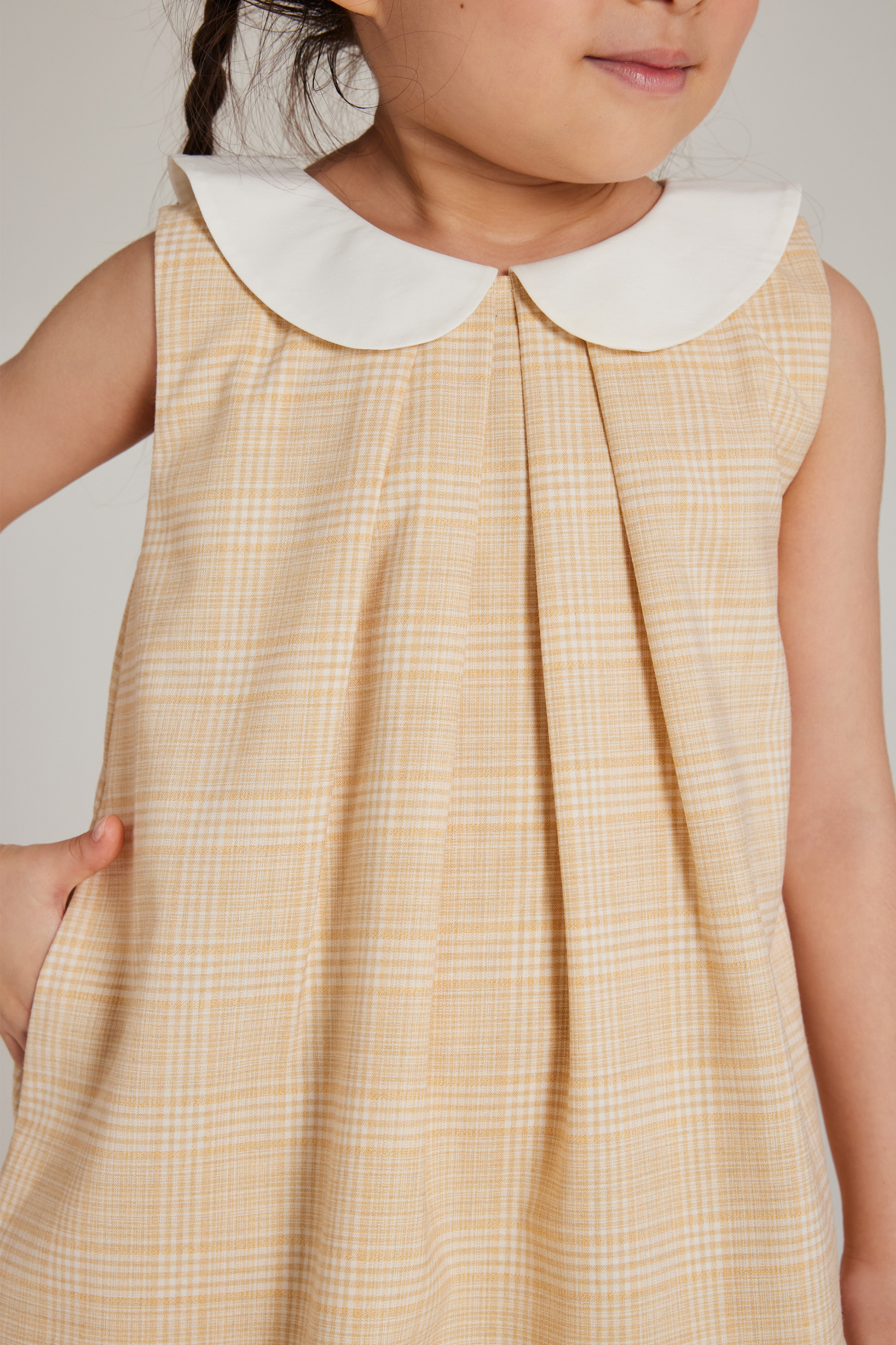 Plaid Collared Pleated Dress