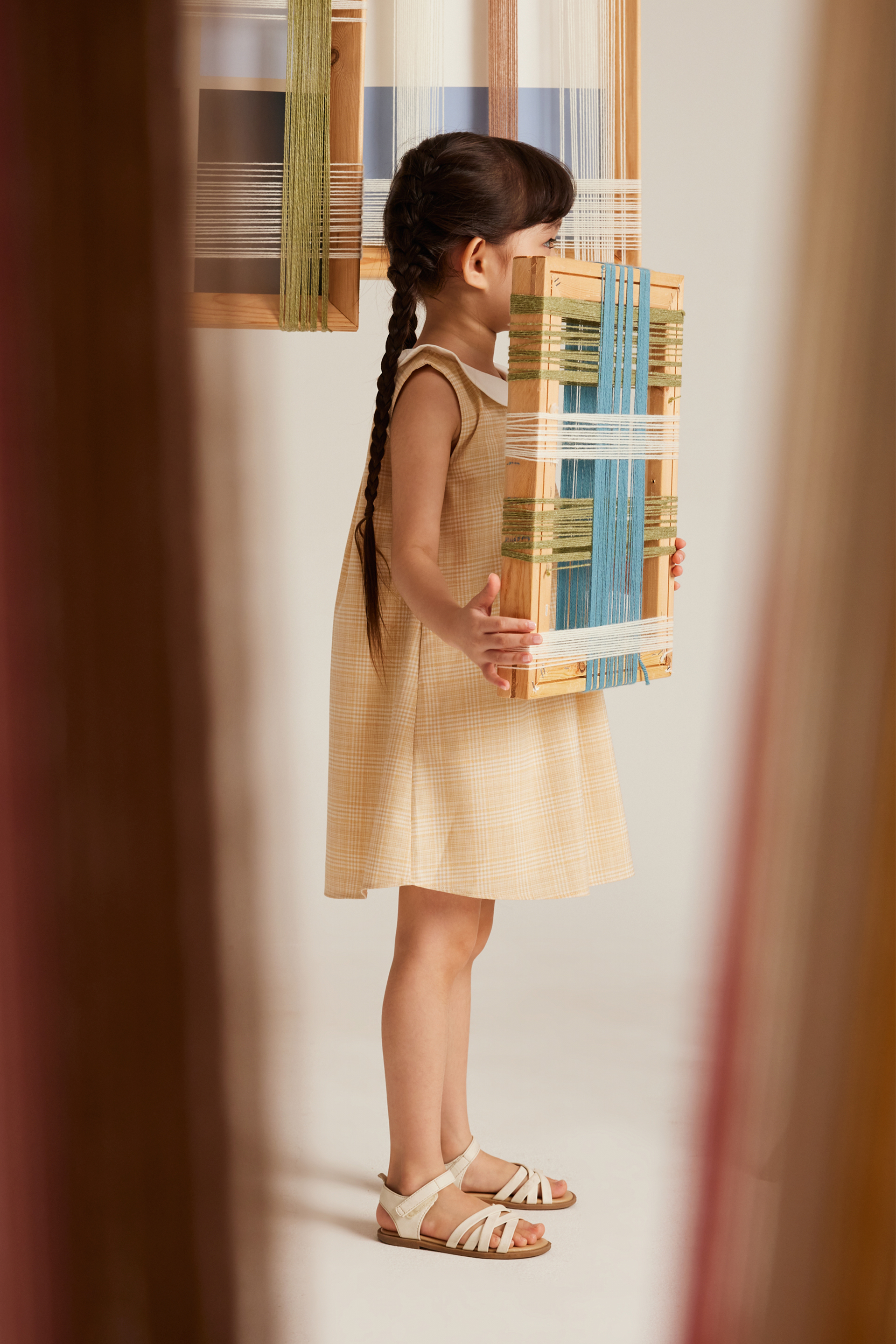 Plaid Collared Pleated Dress