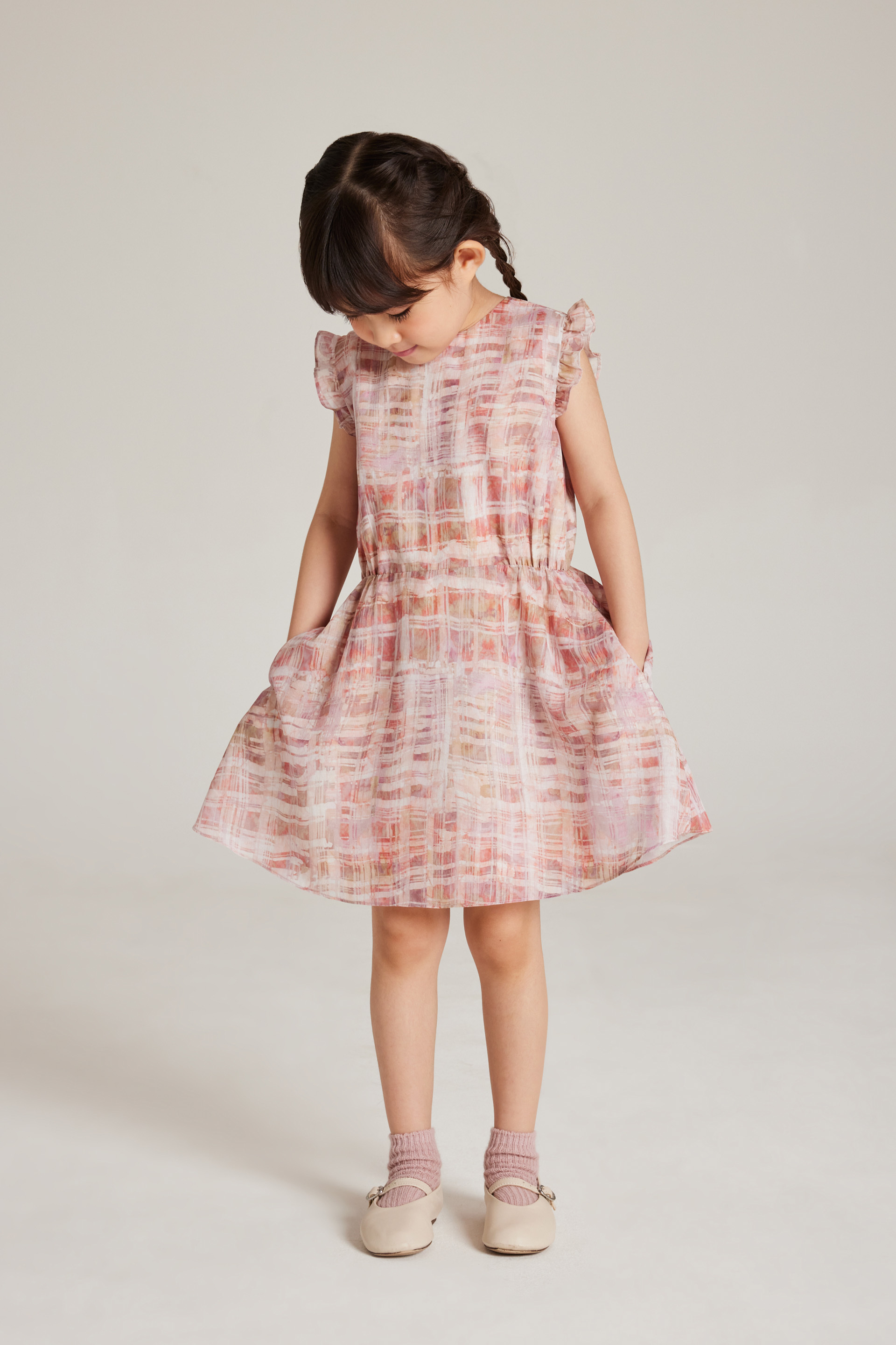 Tapestry Ruffle-Sleeve Dress