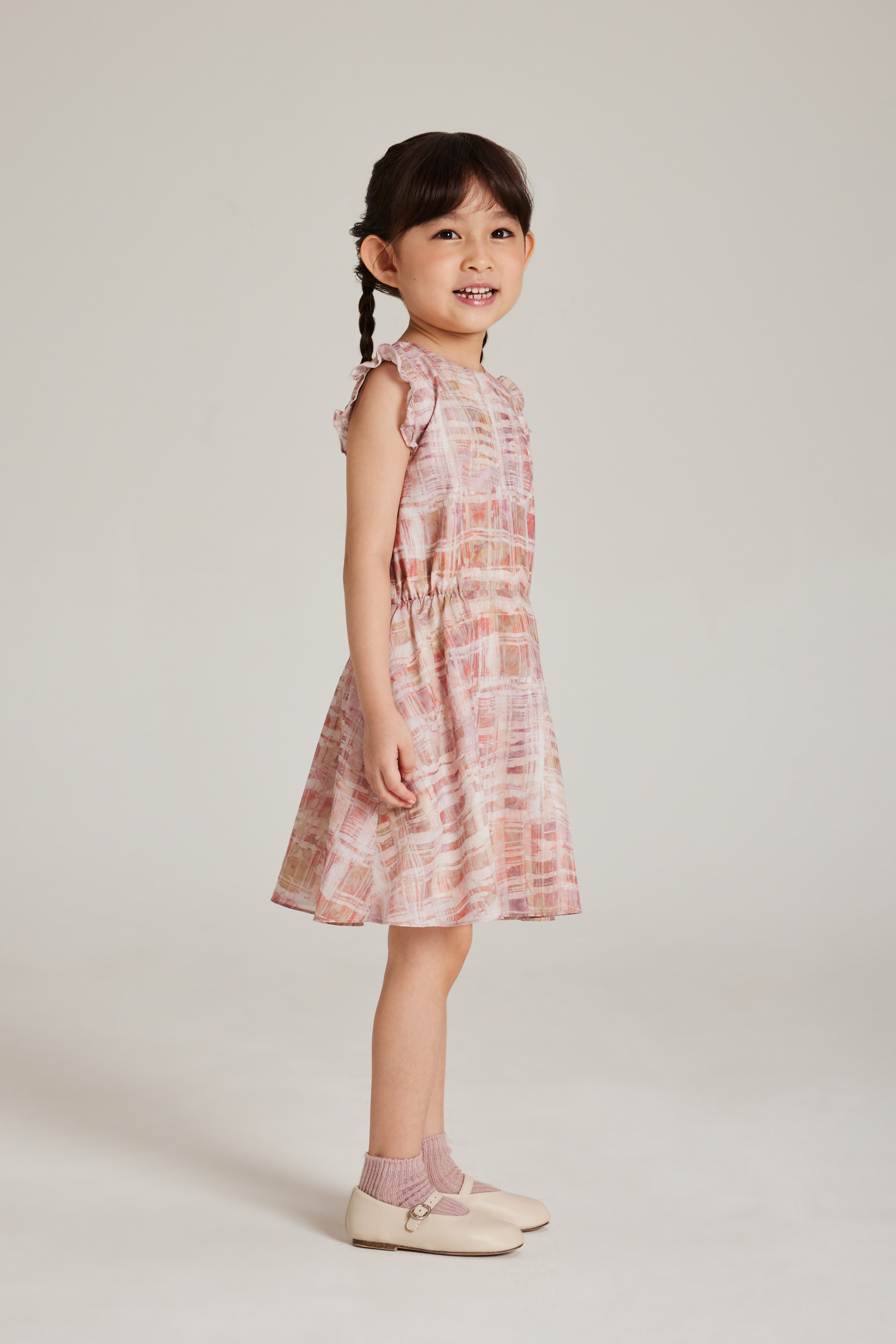 Tapestry Ruffle-Sleeve Dress