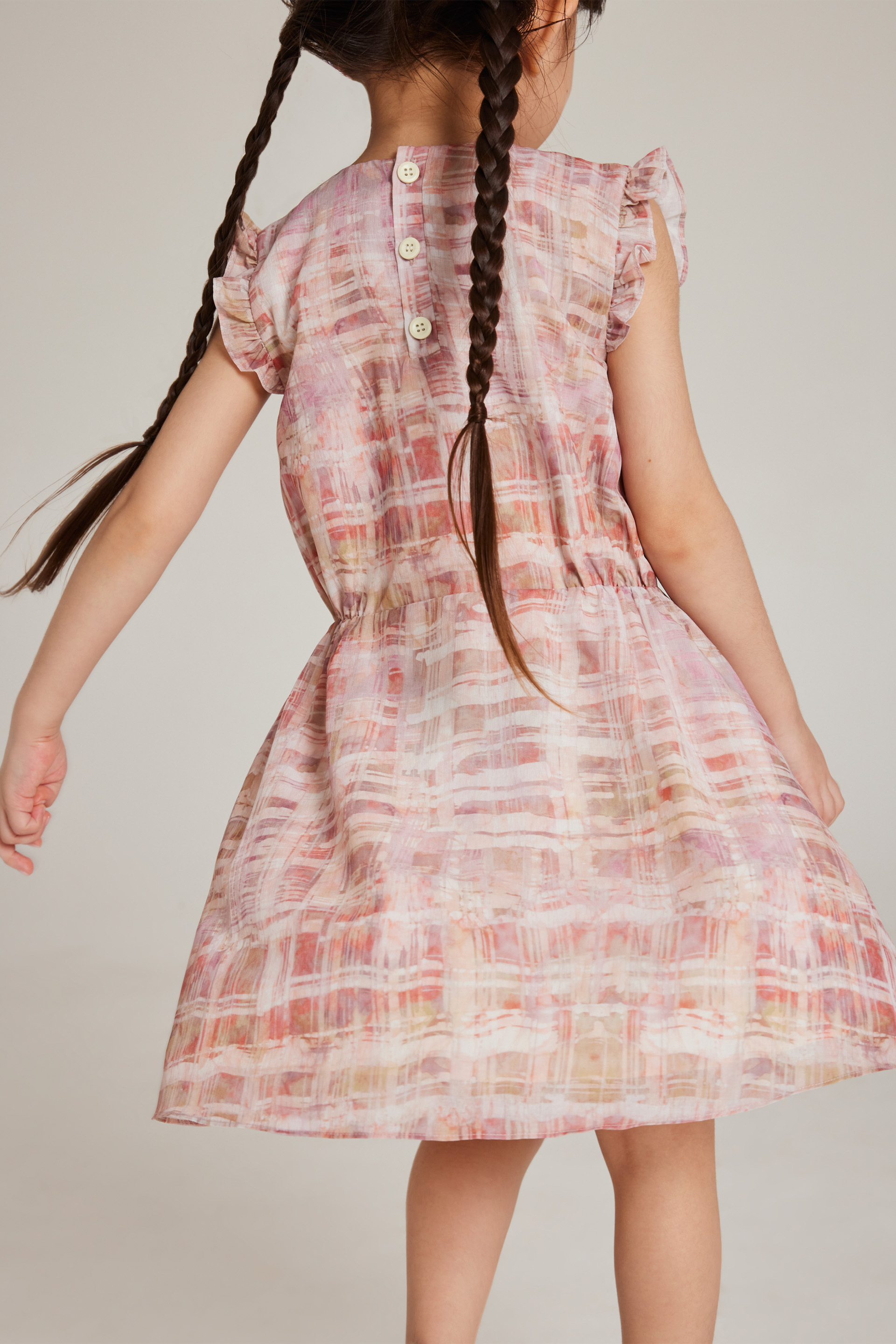 Tapestry Ruffle-Sleeve Dress