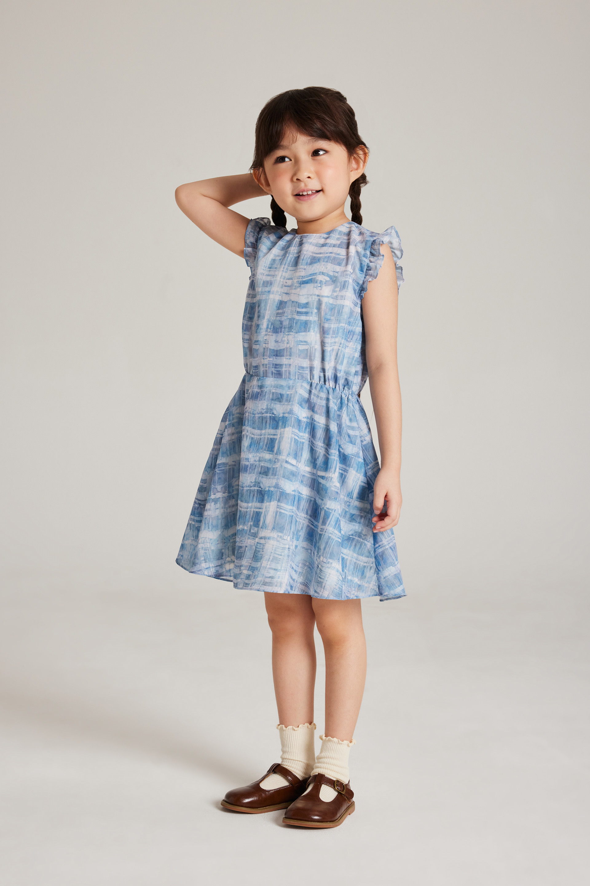 Tapestry Ruffle-Sleeve Dress